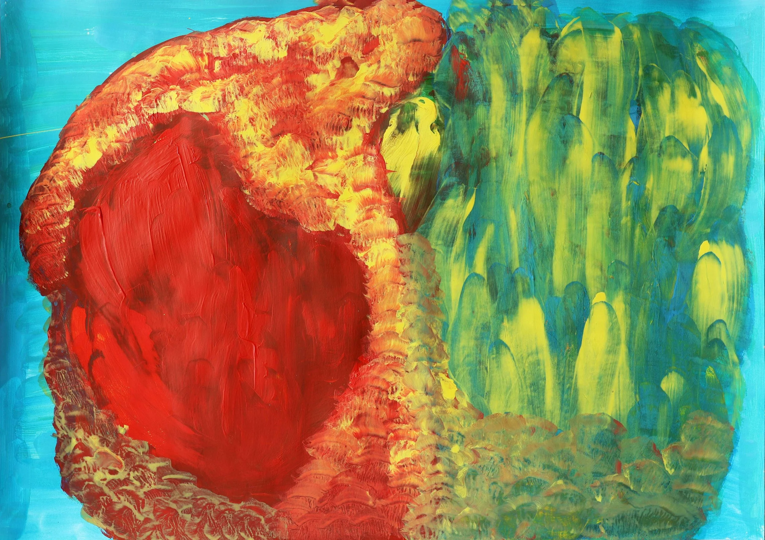 Weight of life, 2025. Acrylic on paper, 64x44 cm.