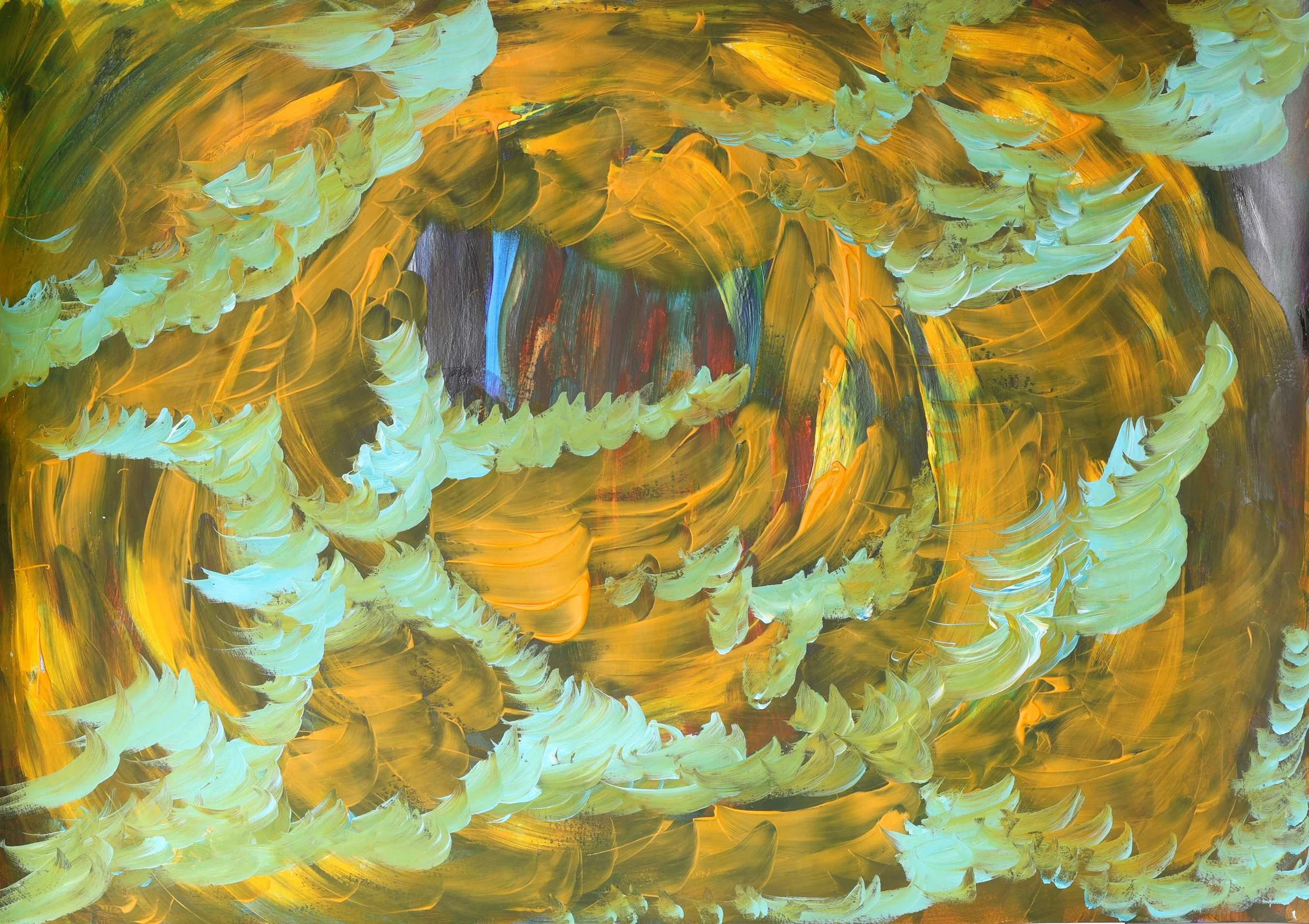 A look from beyond, 2025. Acrylic on paper, 64x44 cm.