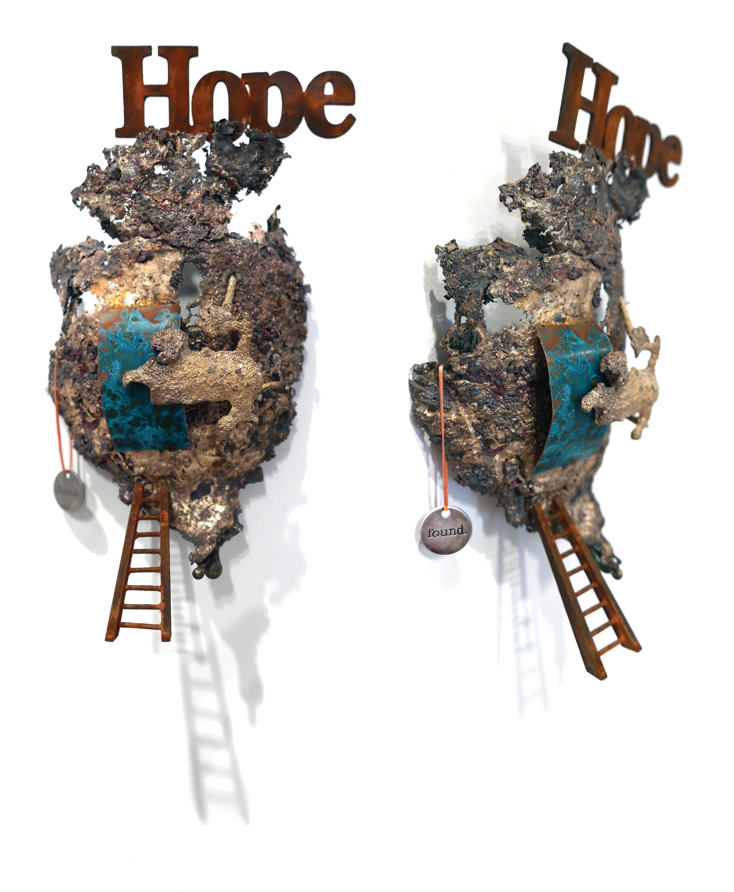 Coat of Arms (hope found), 2016. Mixed media, 30 x 15 x 10 cm.
