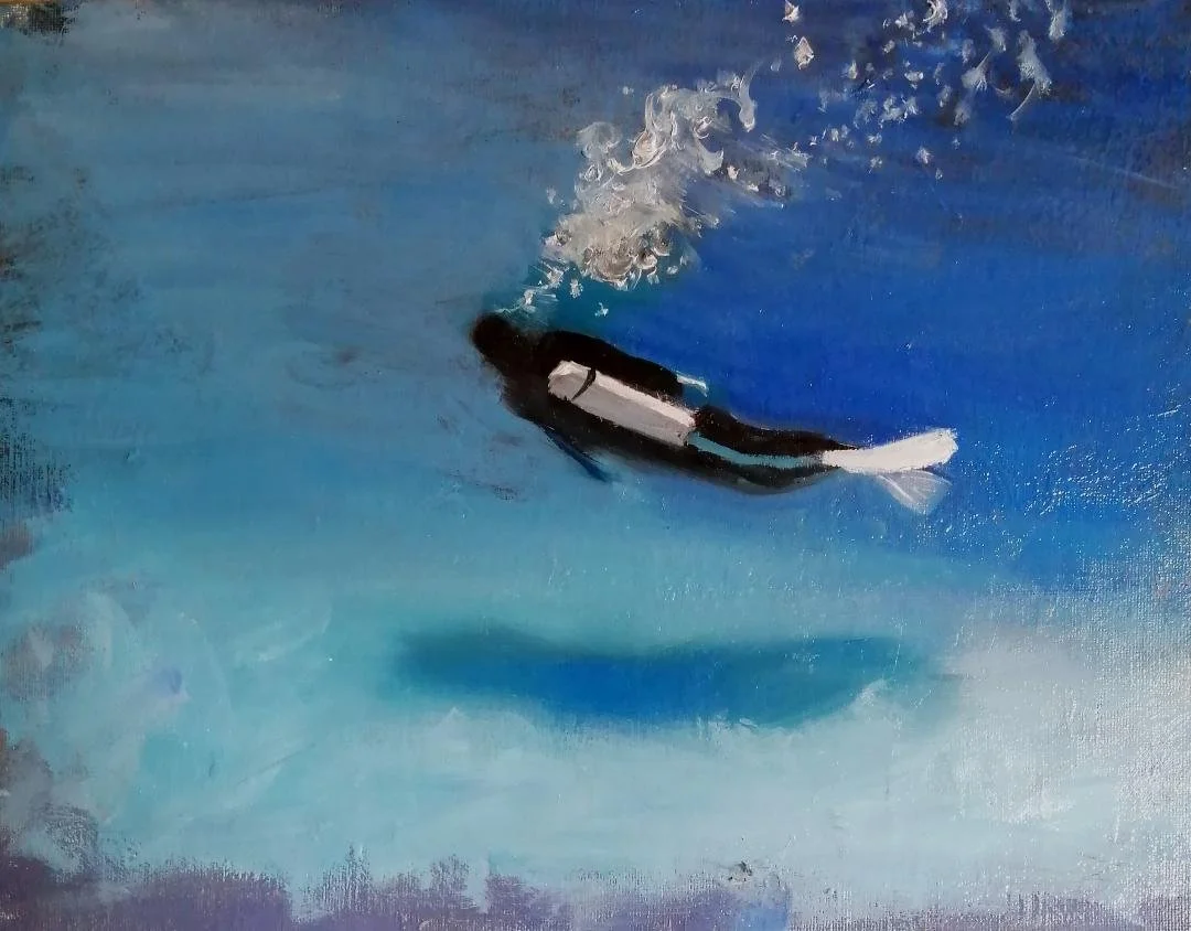 Remember to breathe, 2024. Oil on board  31 x 26 cm