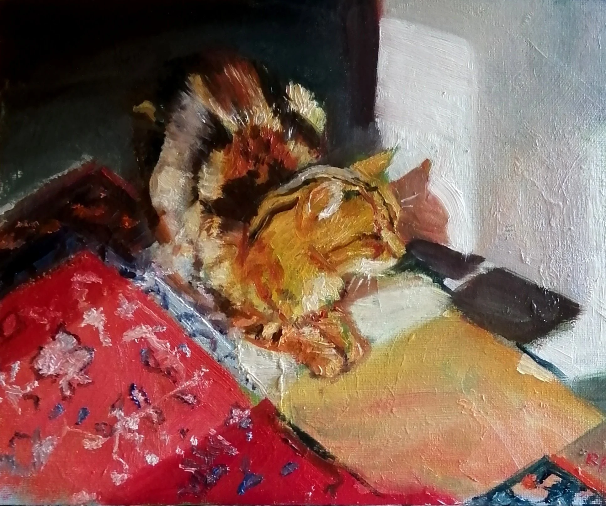 Perfect spot, 2025. Oil on board  26 x 31 cm