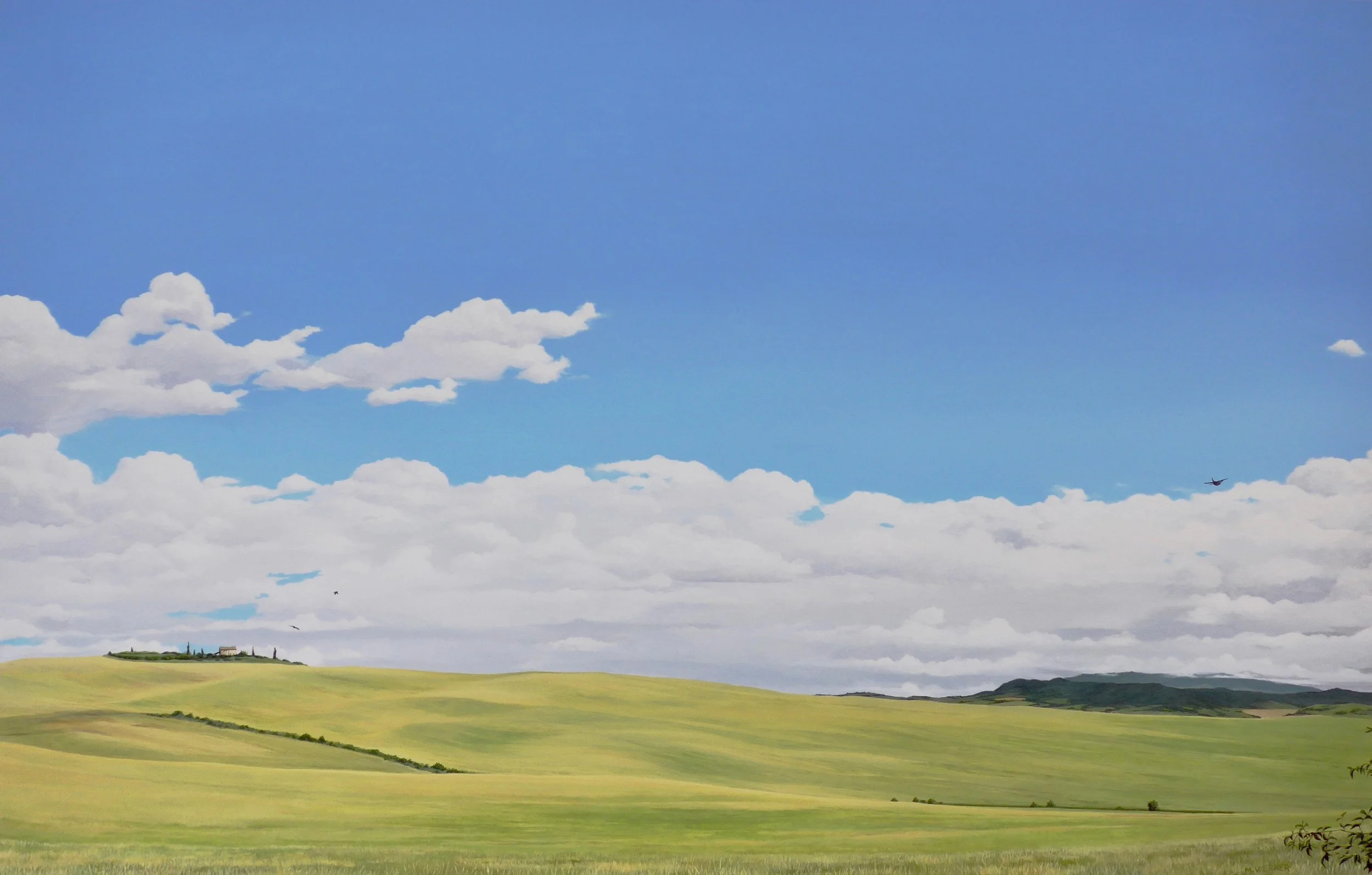 "Birds In the Tuscan Sky" 2018, Acrylic on canvas,  110cm X 79cm
