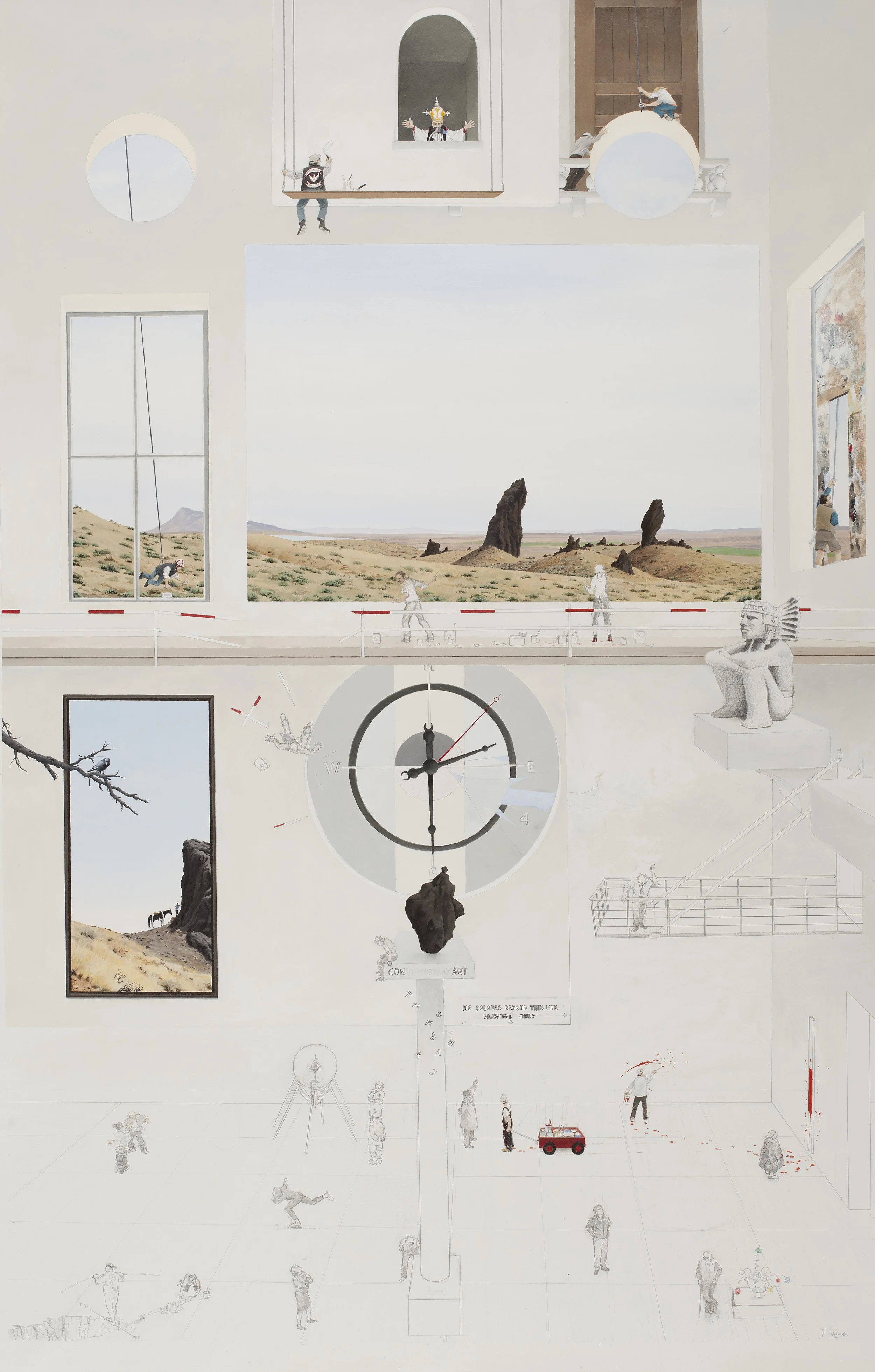 Con-Art, 2015, Acrylic, pencil on canvas, 100cm X 140cm