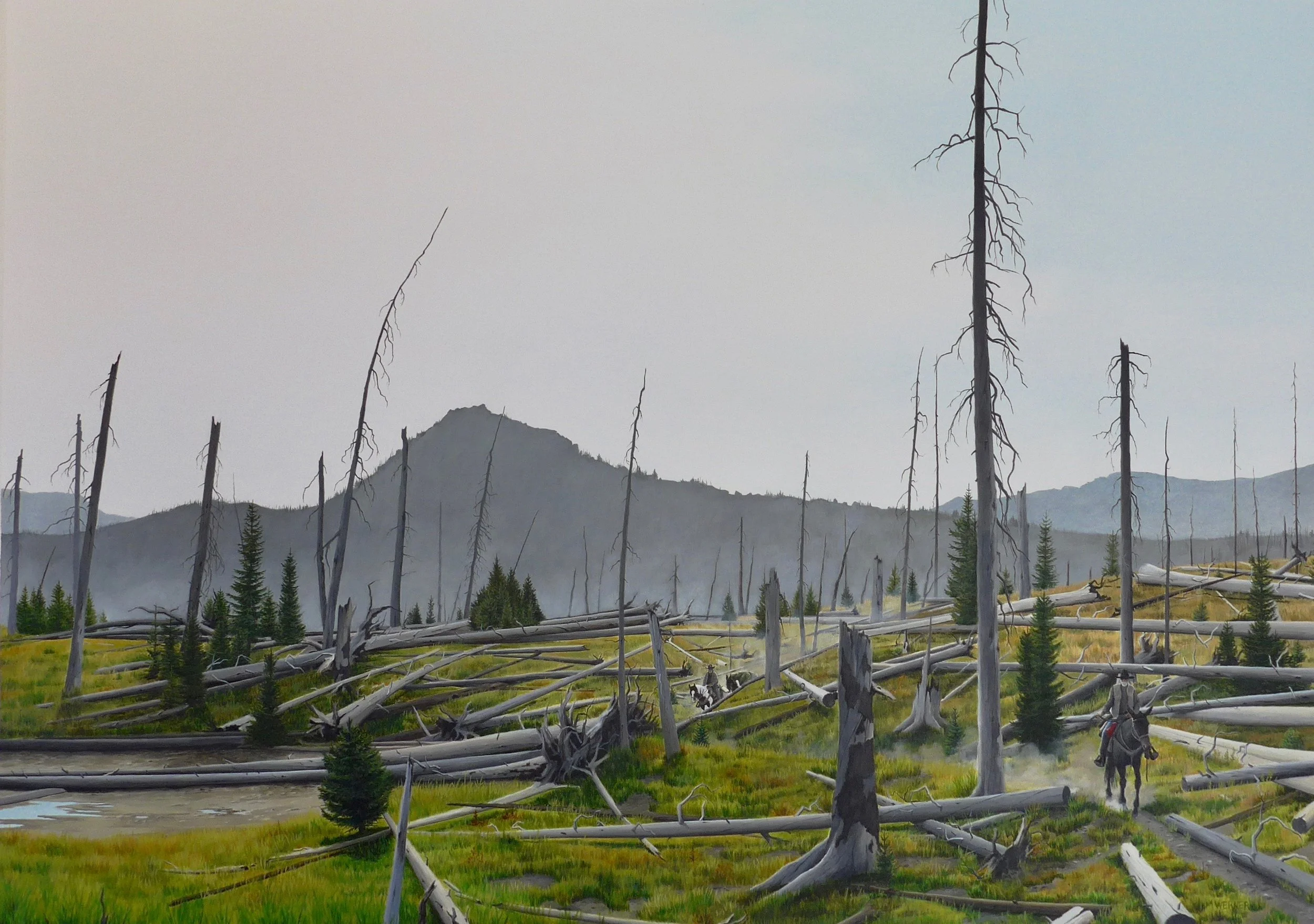 A Ride Through the Burned forest" 2021, Acrylic on canvas. 109cm X 76cm