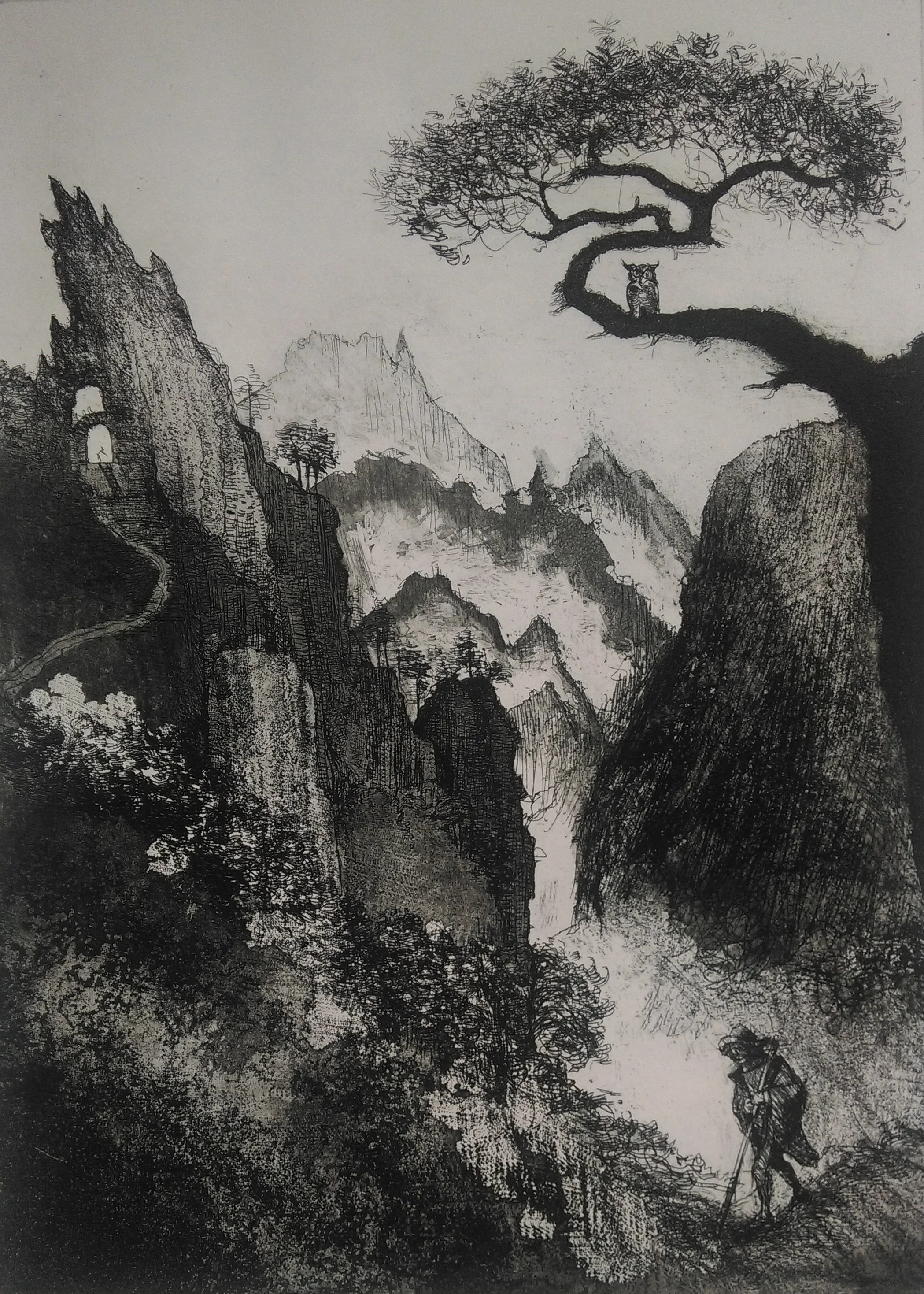 Stairway to Heaven, 2018. Intaglio etching on zinc, 50 x 70 cm.