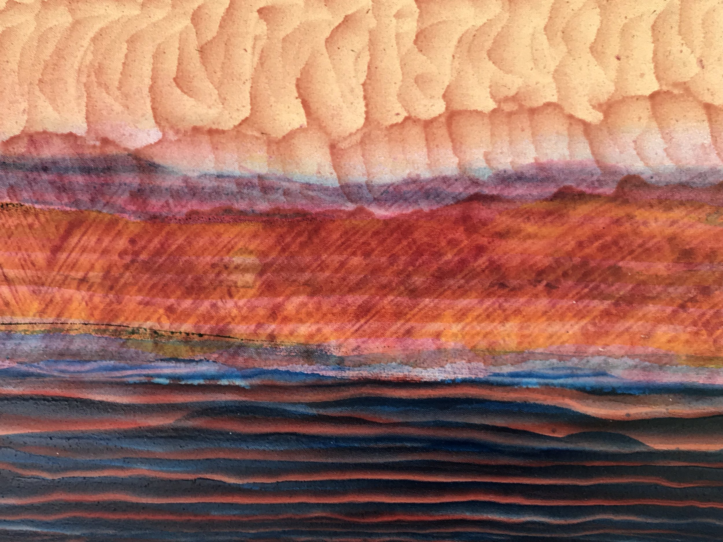 Stronger air movement, 2019, Venetian enamel oil painting on canvas, 62 x 99 cm