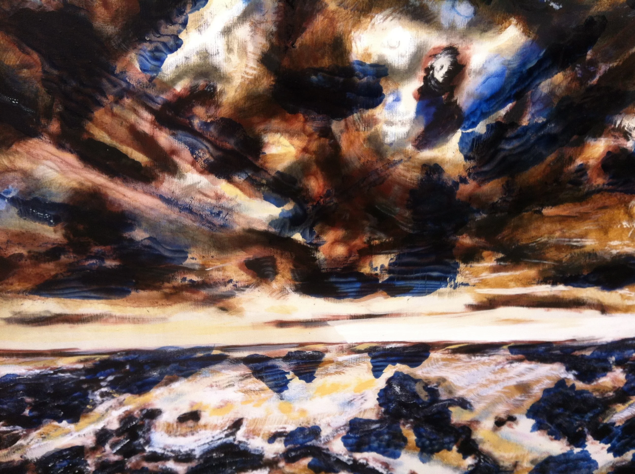 Wave, Detail from the painting „Welle“, Venetian enamel oil painting on canvas, 102 x 142,5 cm