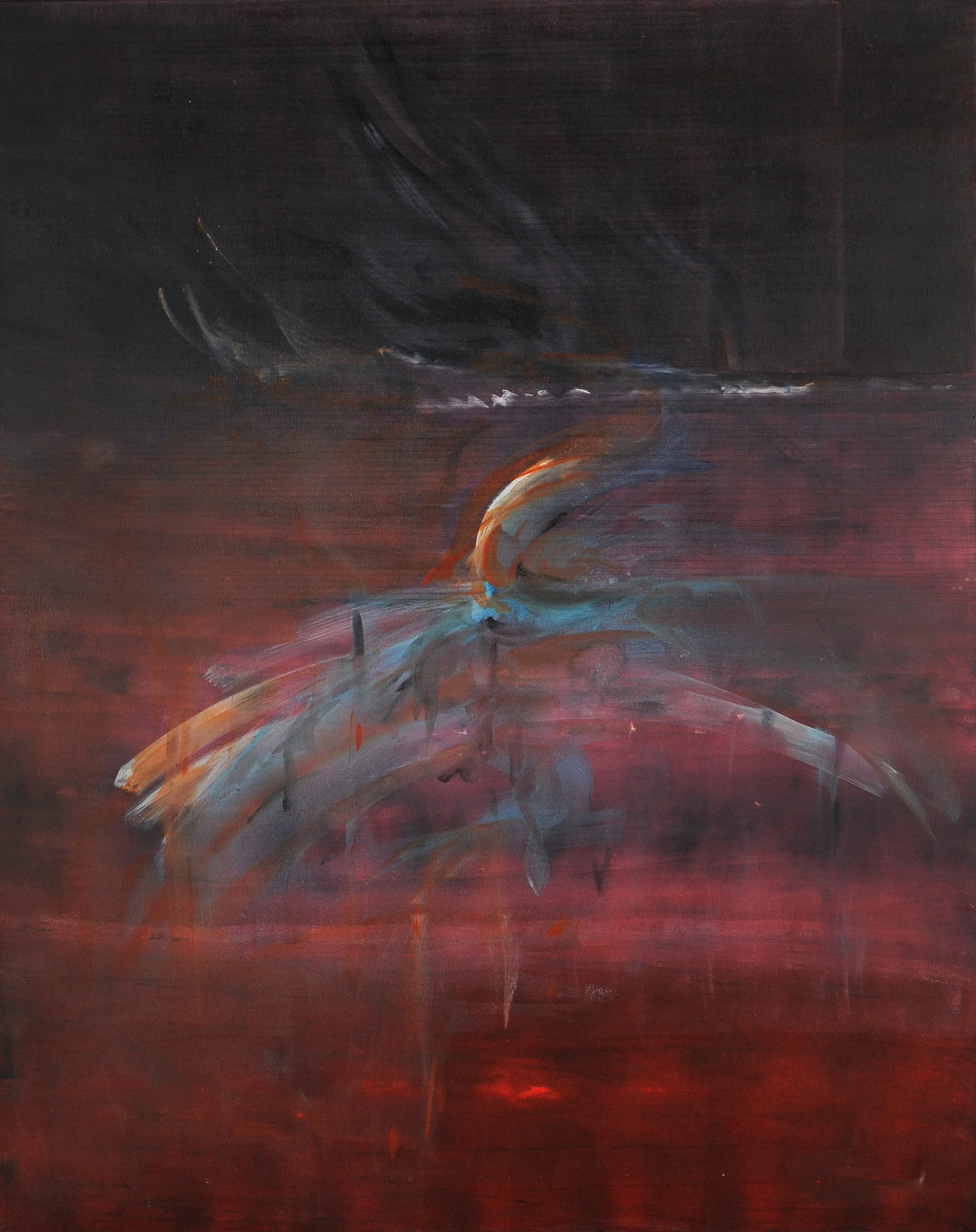 La Danza del Cigno blu  2007  acrilic,pastel, graphite on canvass  cm. 80x1000