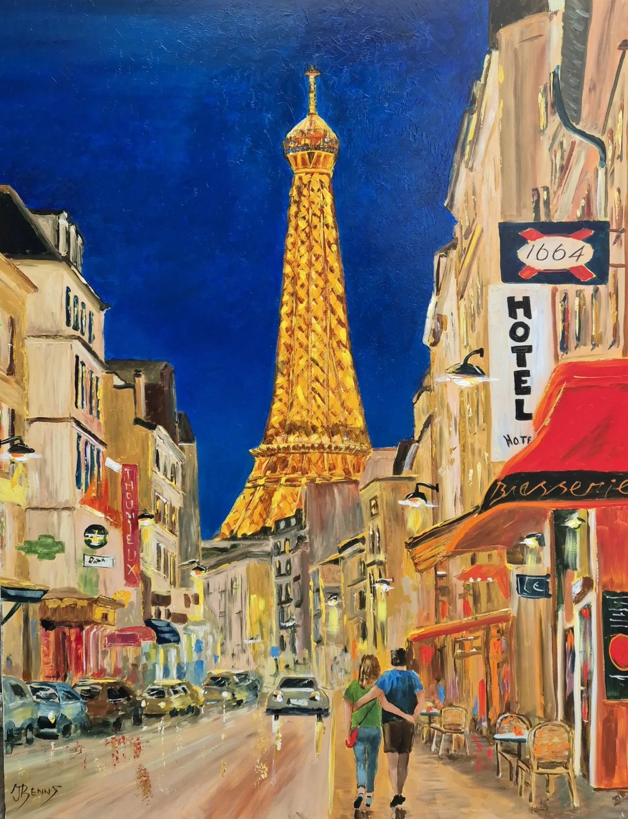 Paris by Night, 2025, acrylic on panel, 122 x 100 cm.
