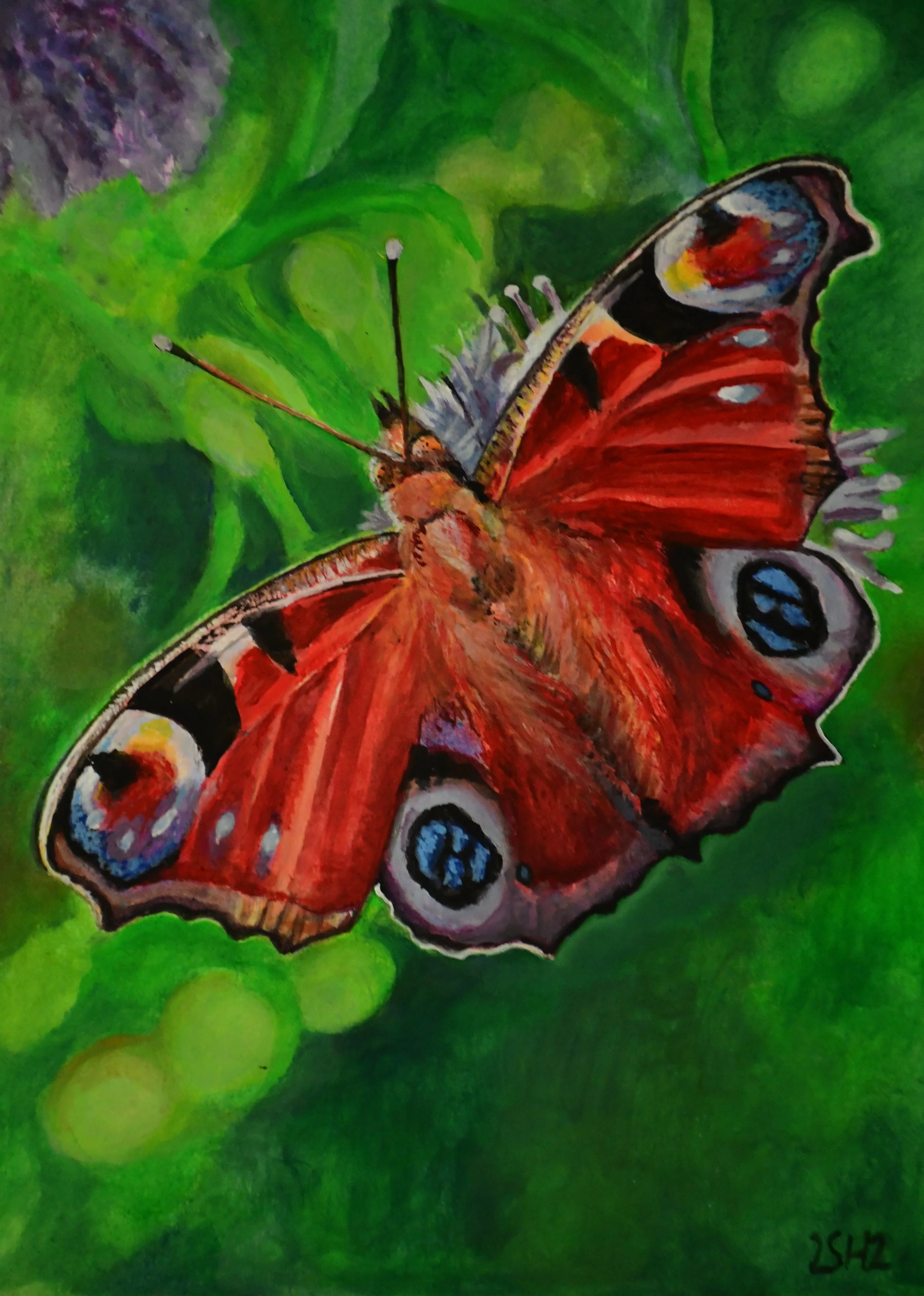 Tagpfauenauge, 2018, acrylic on paper, 48x36