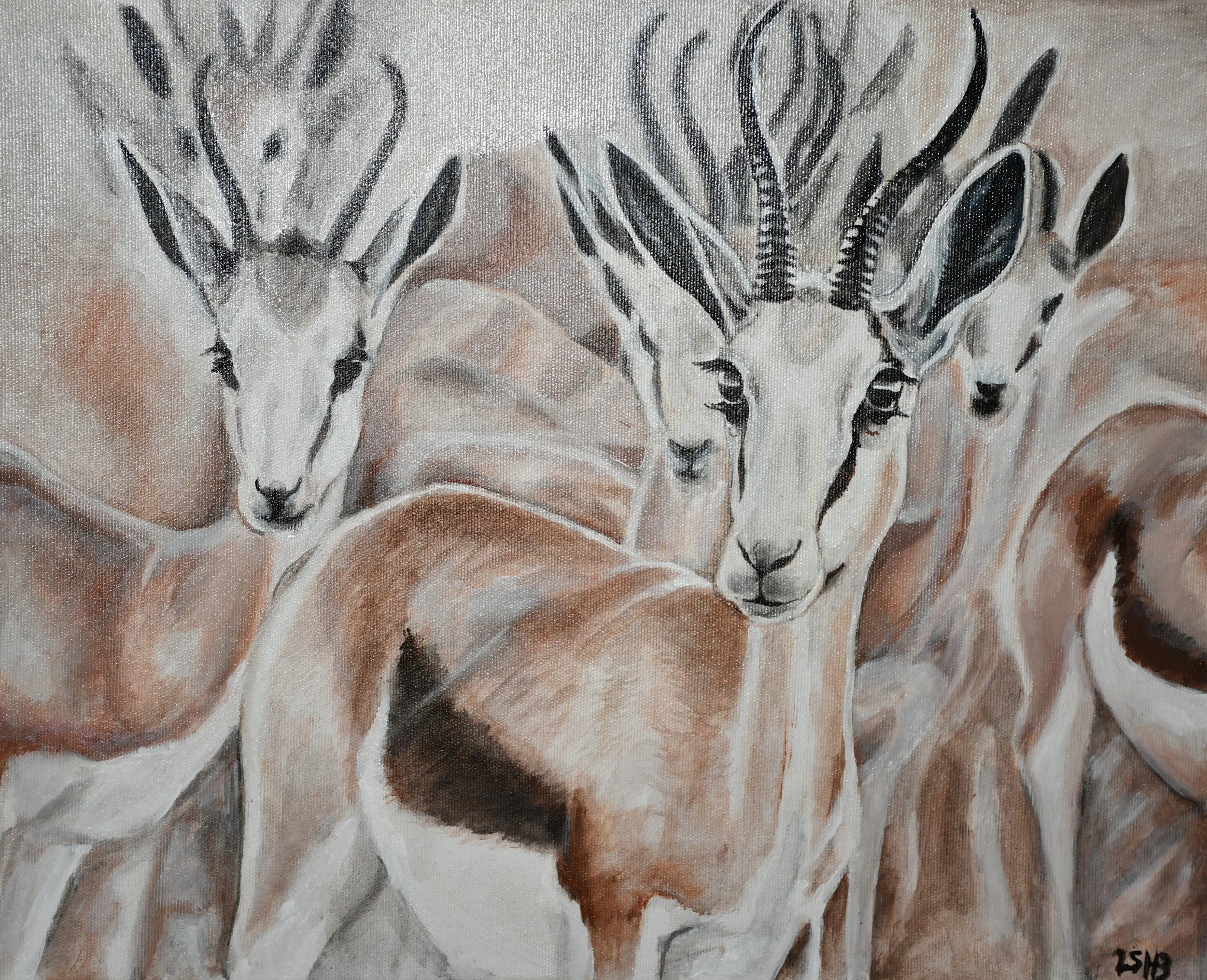 Springböcke, 2019, acrylic on canvas, 40x50