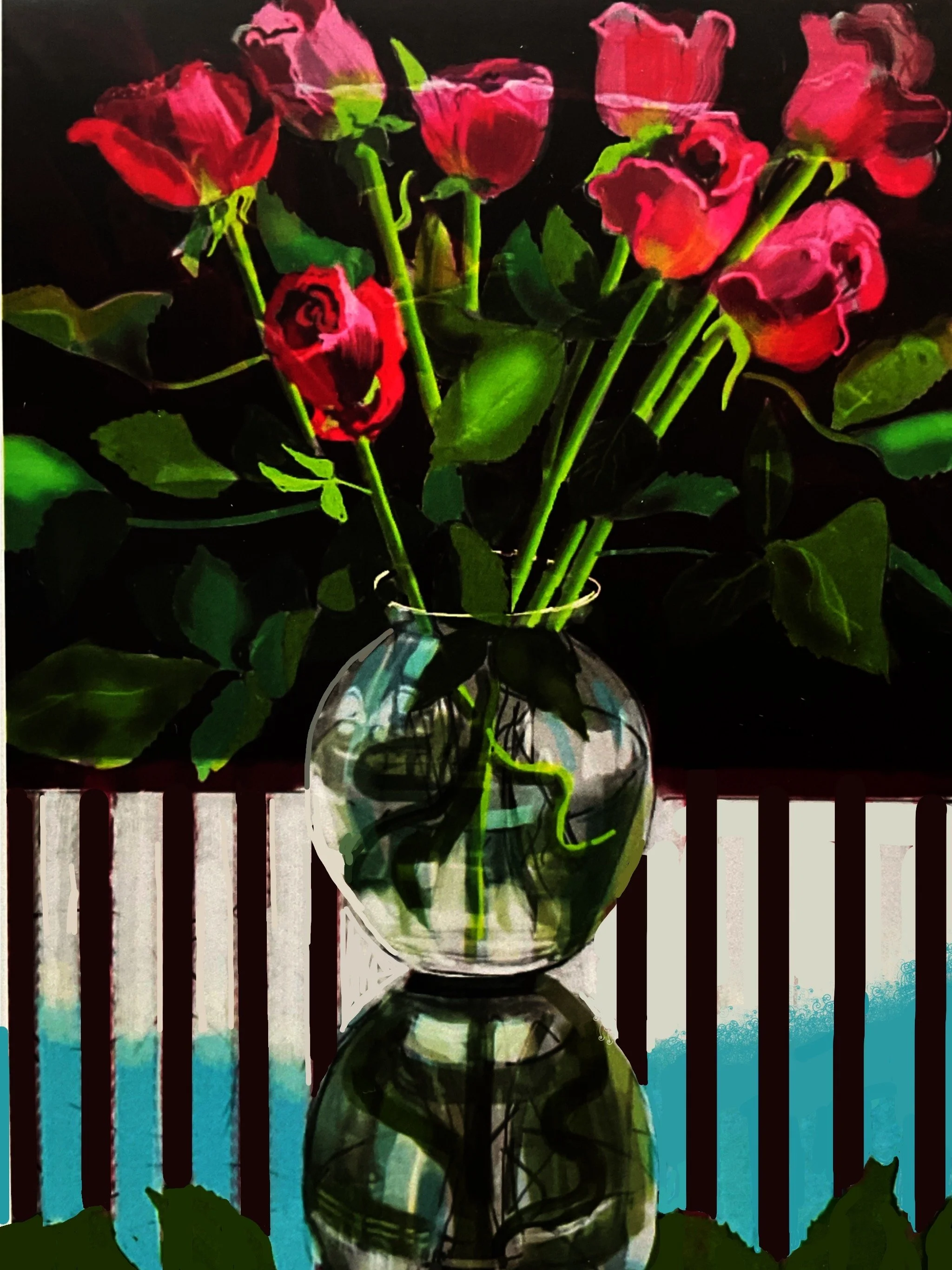 Roses on a Glass Table. 2021. Digital Print. A/3. 29.7x42cm.