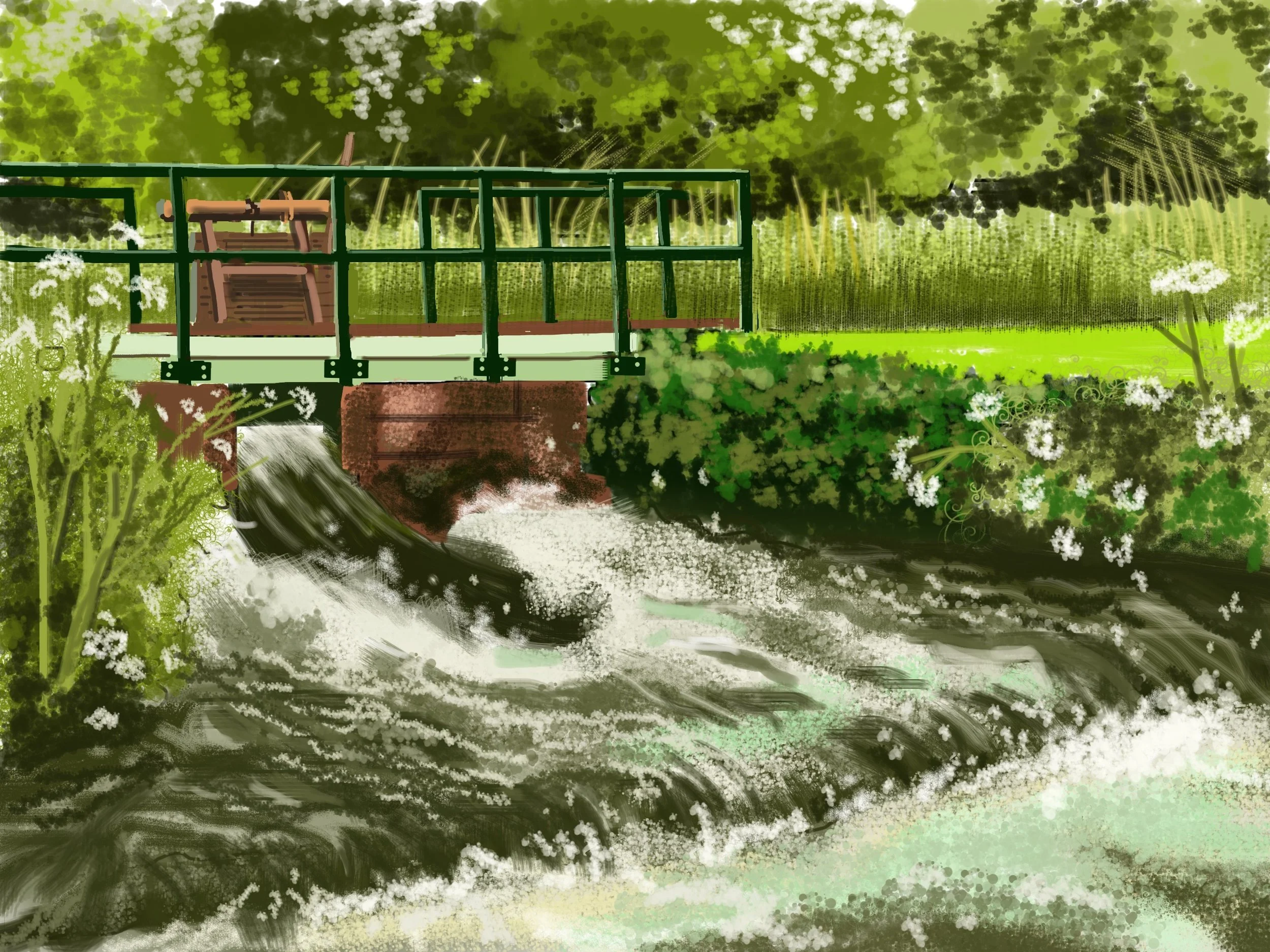 Weir on the River Test. 2025. Digital Print. A/3. 29.7x42cm.