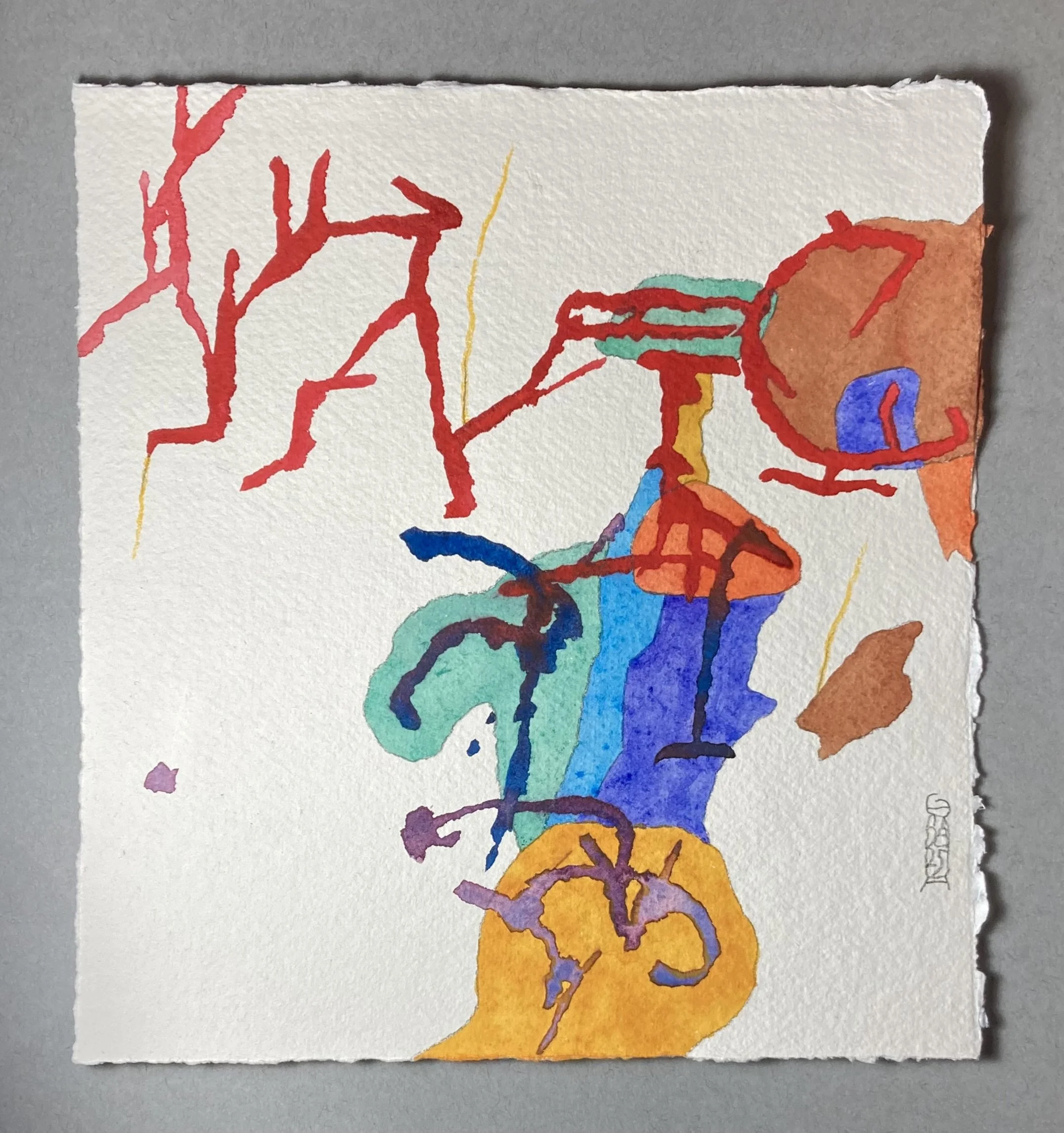 Disappearing, 2025, Watercolor + gouache + pencils, 22 x 21 cm