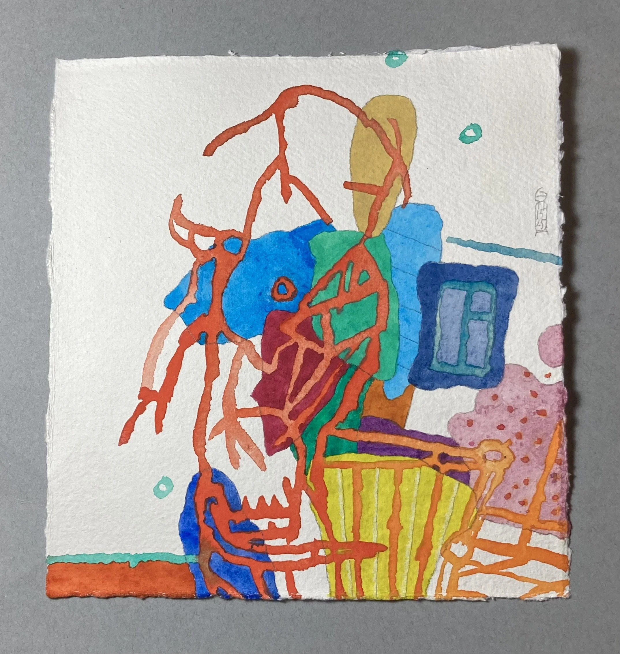 The inner light, 2025, Watercolor + gouache + pencils, 22 x 21 cm