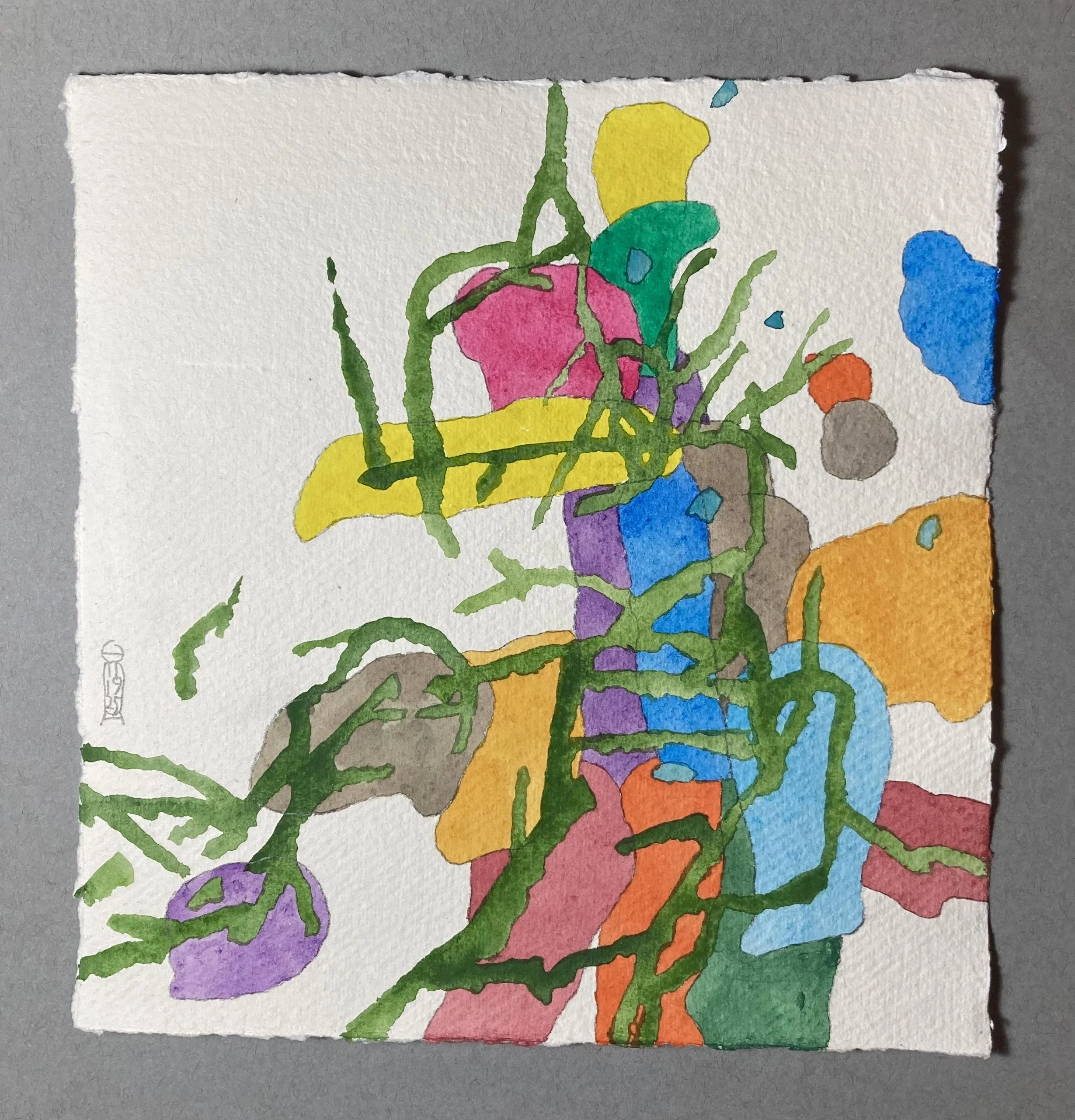 To birds, 2025, Watercolor + gouache + pencil, 22 x 21 cm