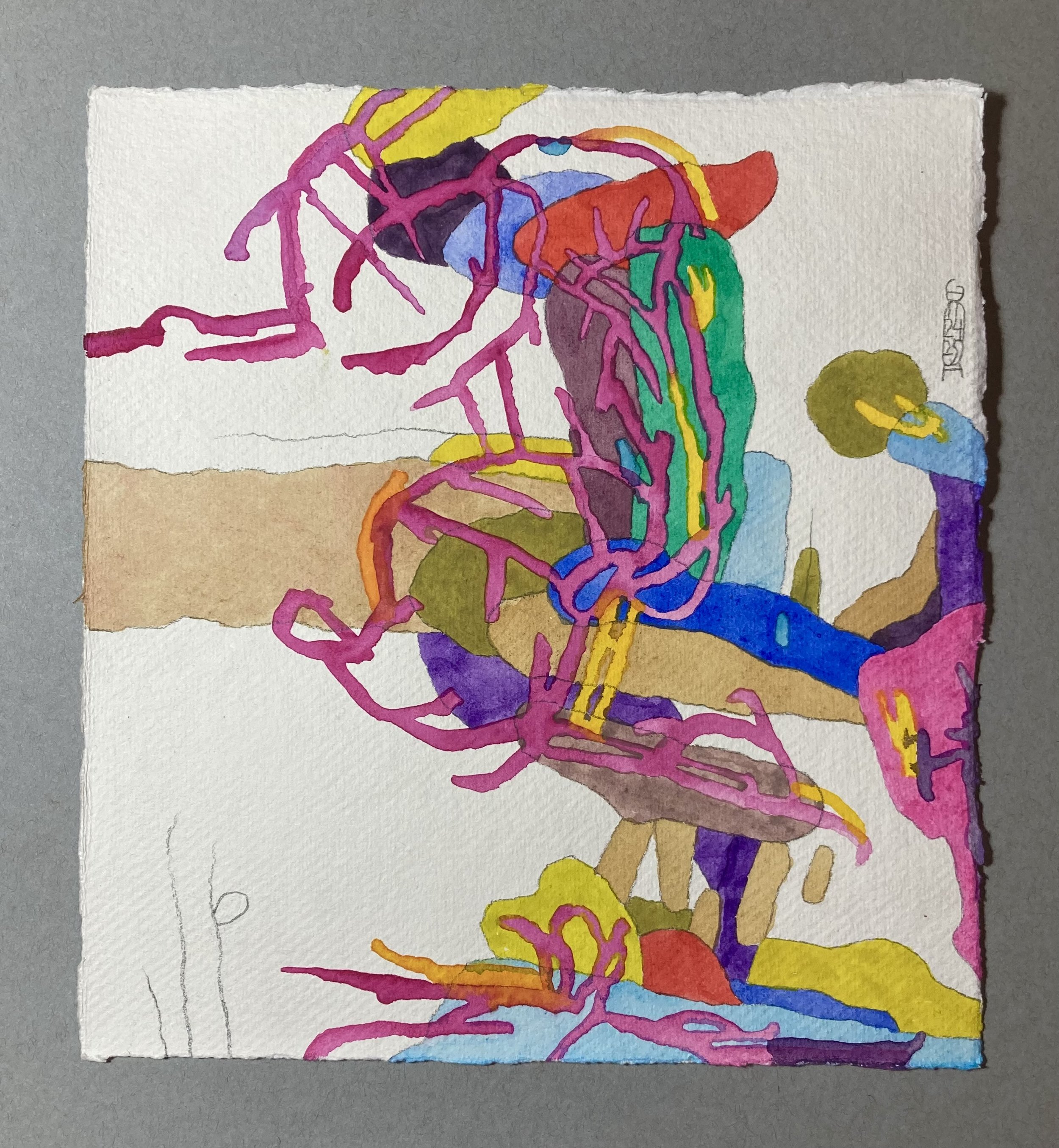 Boiling, 2025, Watercolor + gouache + pencil, 23 x 21 cm