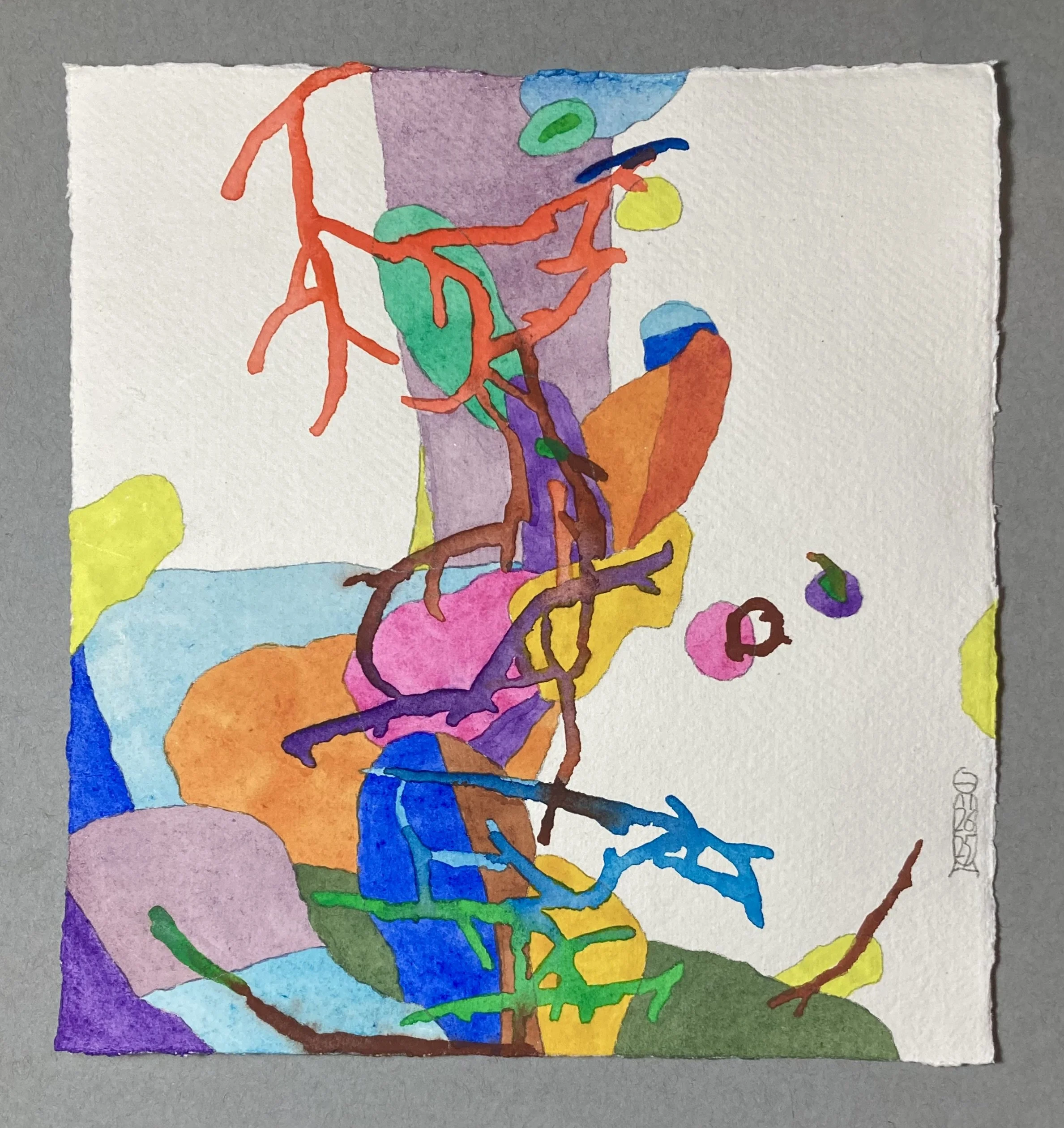 Never ends, 2025, Watercolor + gouache + pencil, 22.5 x 21 cm