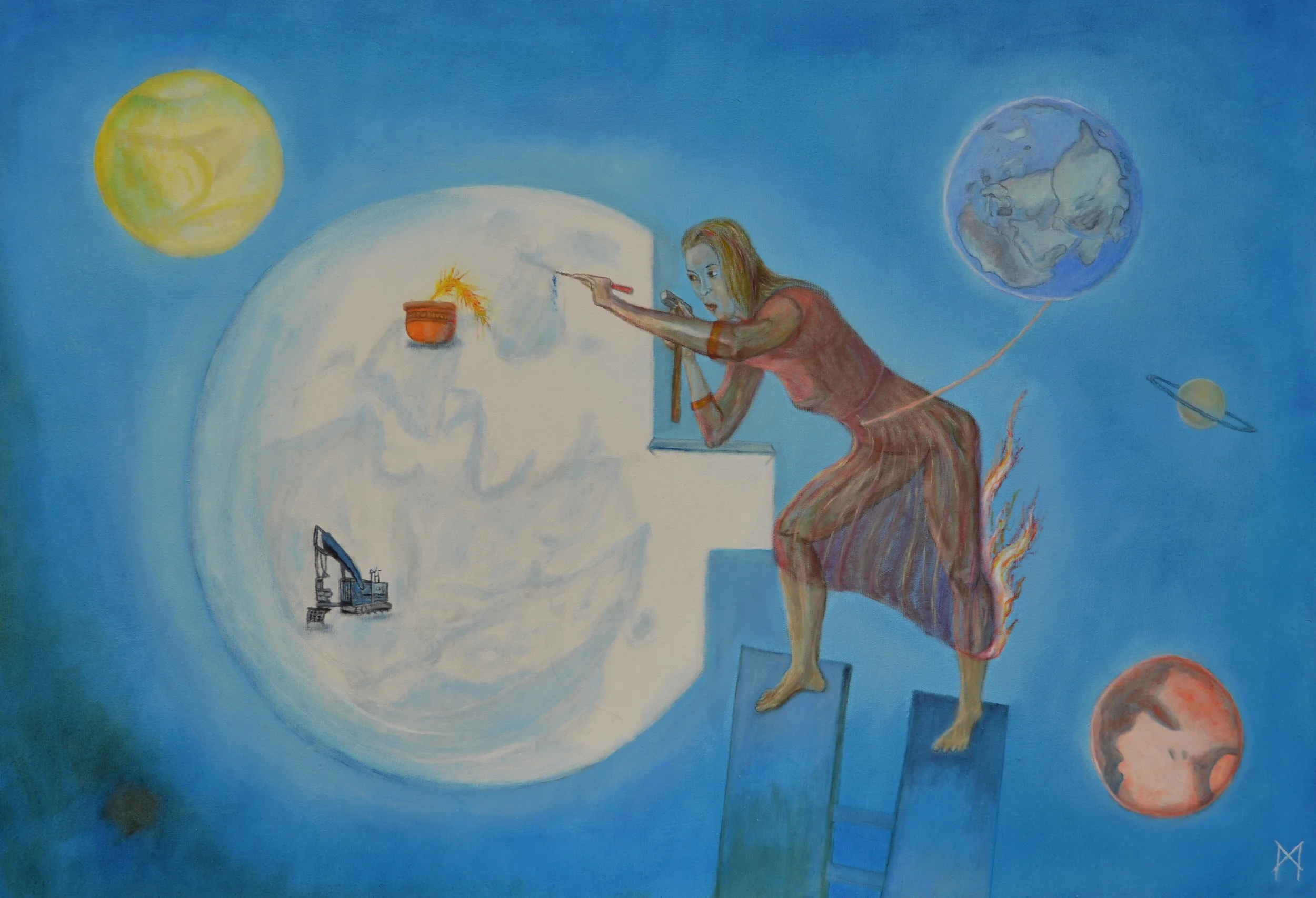 Declaration Day of angular Moon, 2025, oil on canvas, 2025