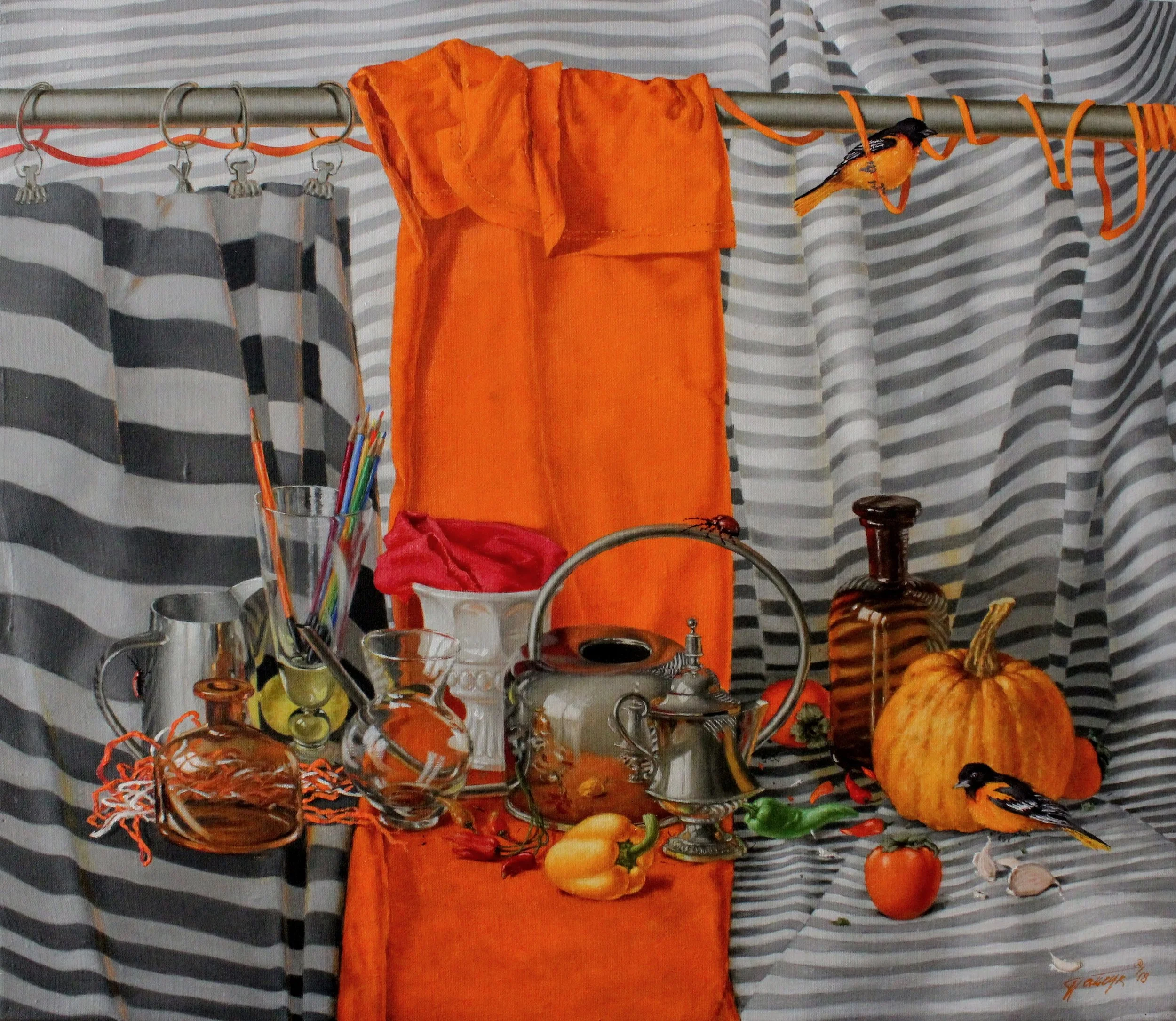 Series Rainbow, Orange, oil on linen, 2018., 65x75cm