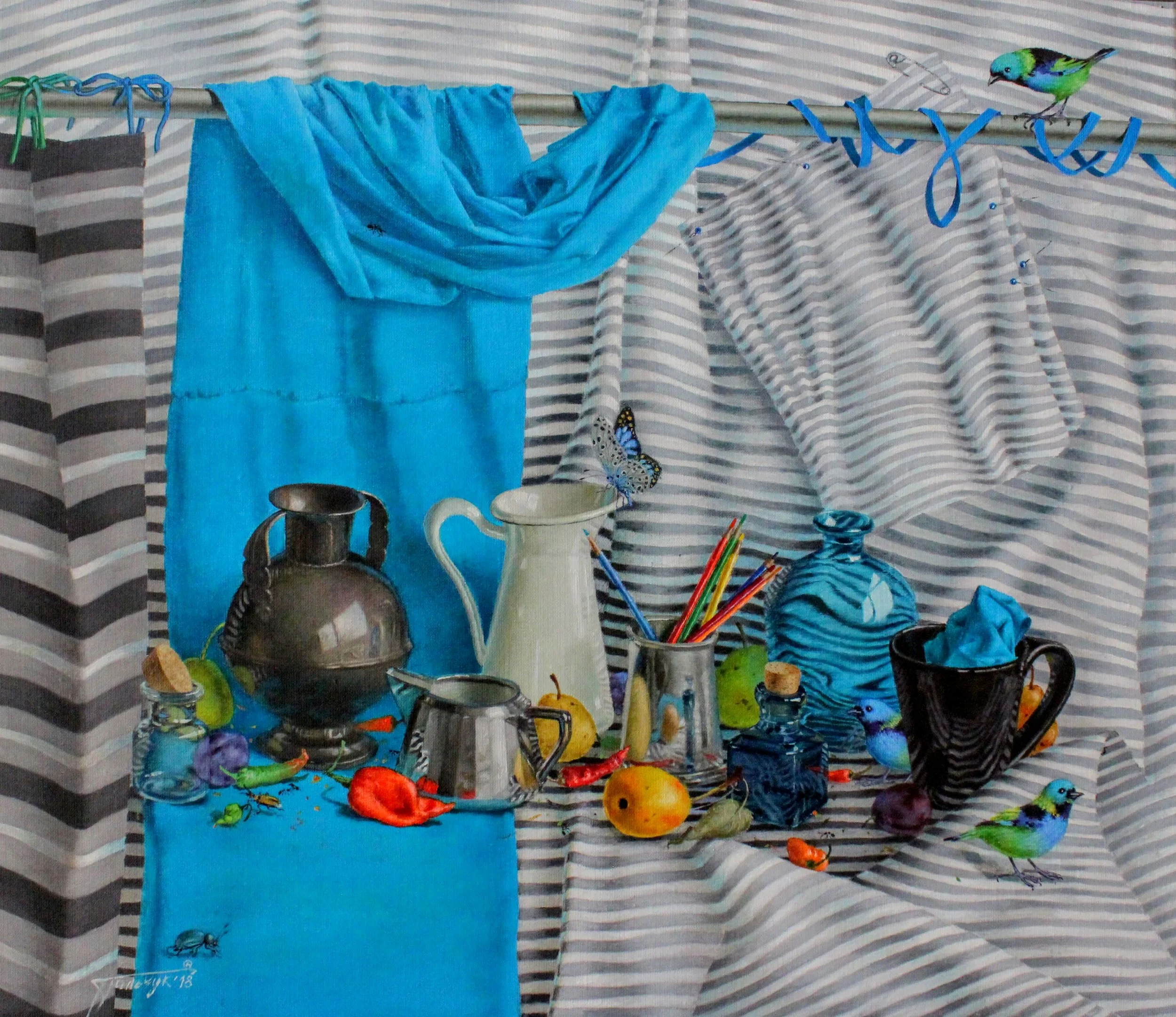 Series Rainbow ,Light Blue, oil on linen,2018.,65x75cm