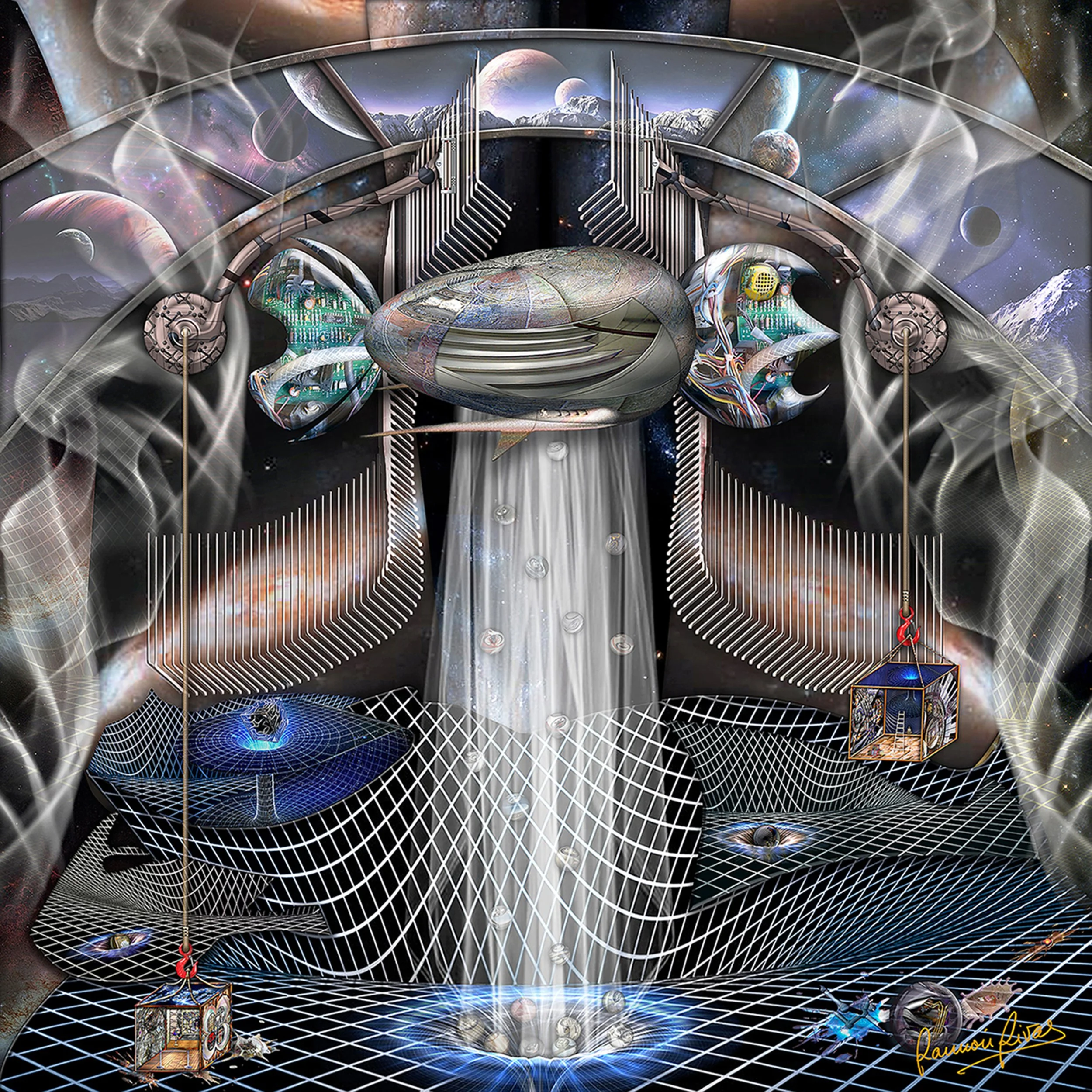 Experiential Spawning in the Multiverse,  2019, Mixed media-Rivismo,  195x195cm