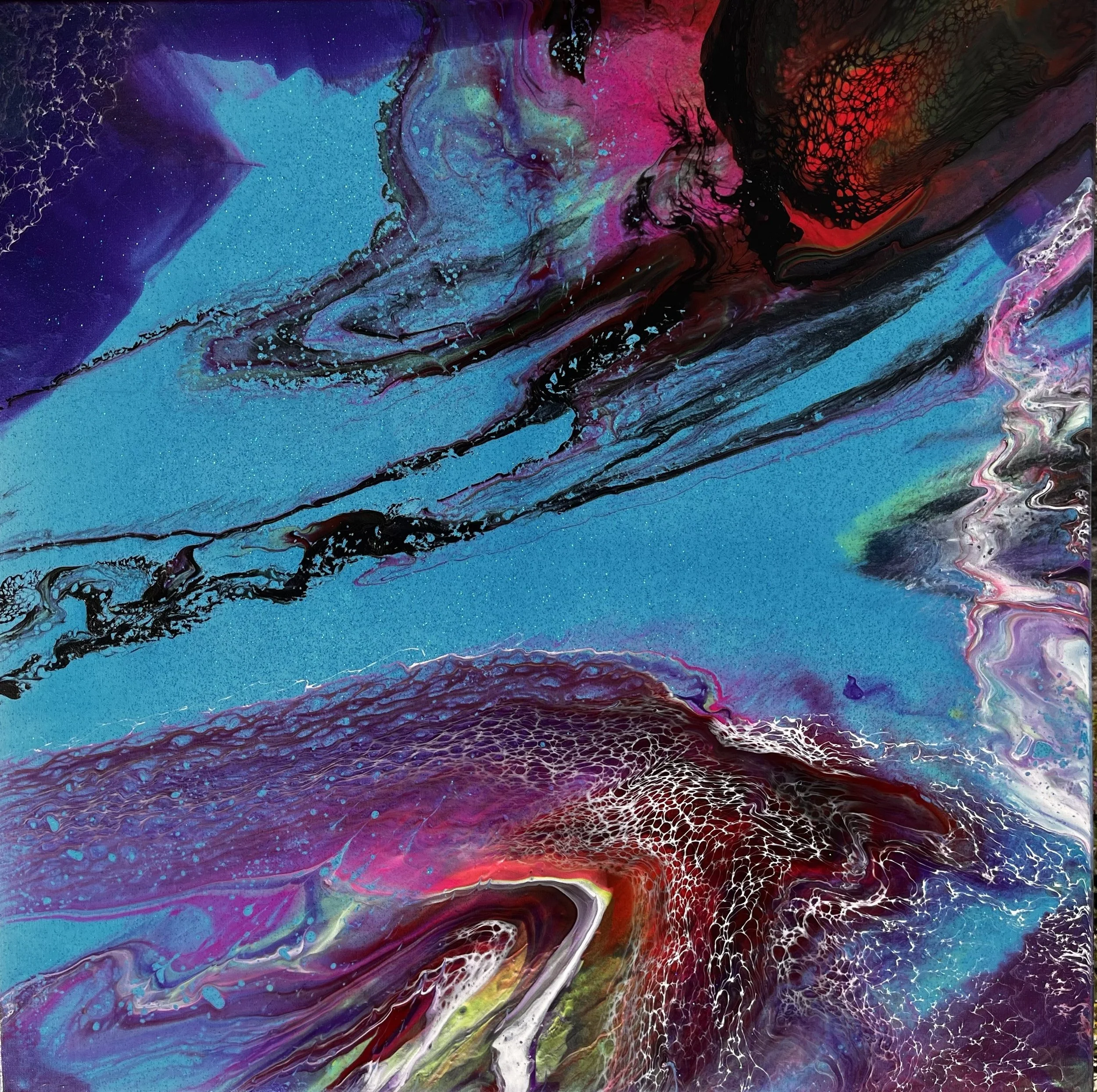 A Sky in Space, 2024. Mixed media, 80x80x1,5cm