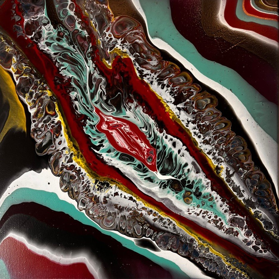 Lips, 2023. Mixed media, 50x50x1,5cm