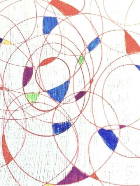 Carnival, 2024. Encaustic and Ink on wood cradle board, 76.2. x 76.2 cm