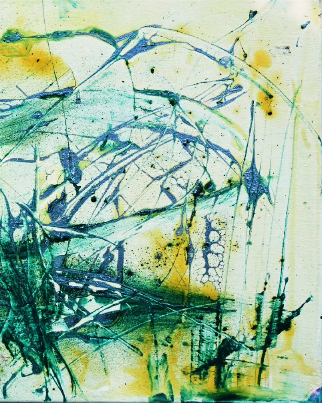 "Grey Zone/ Green II", 2025, oil, pigments, glitter, acrylic 40 cm x 50 cm