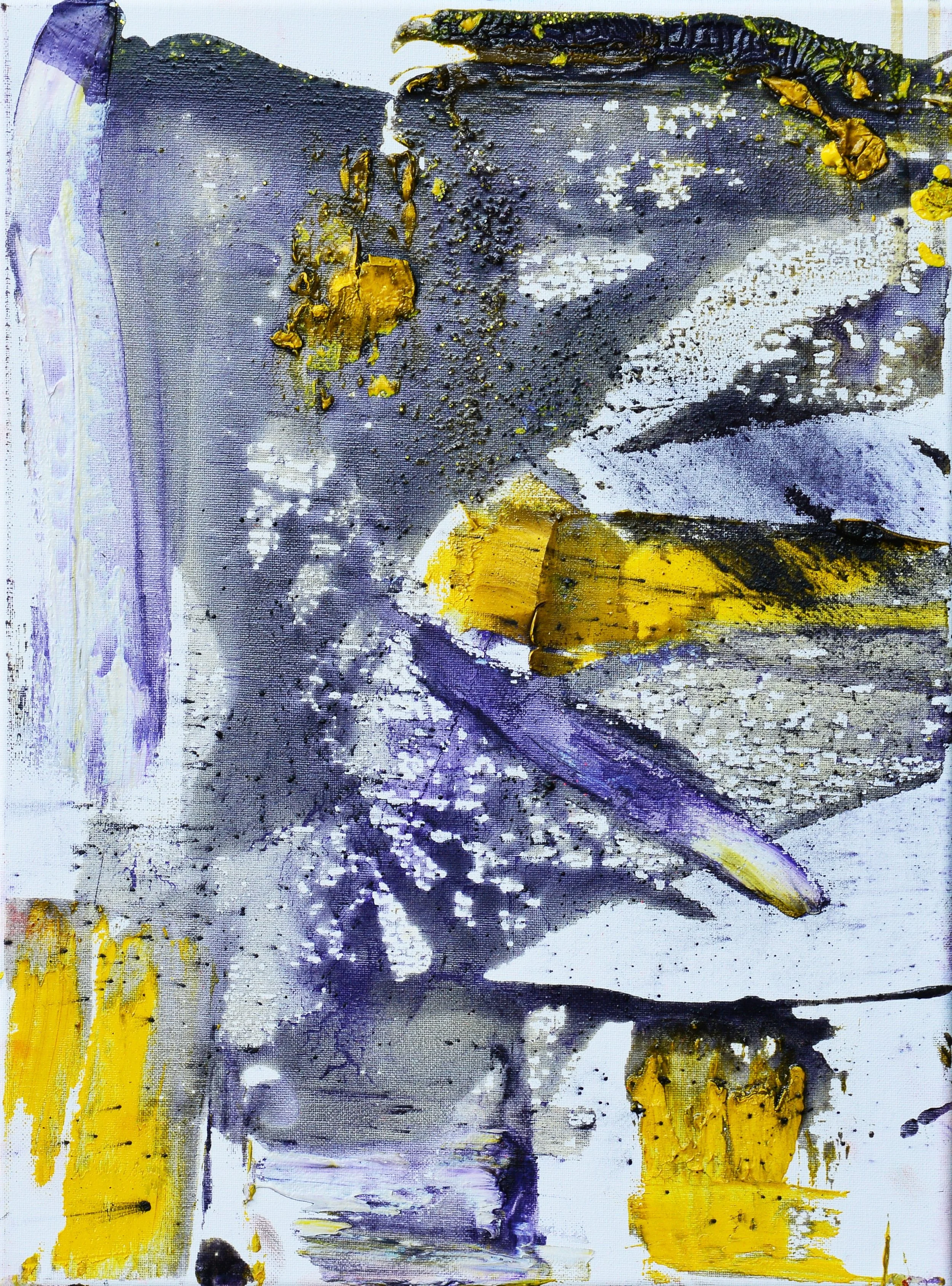 "Gondeln in Venedig", 2023, oil, pigments and glitter on canvas, 30 cm x 40 cm