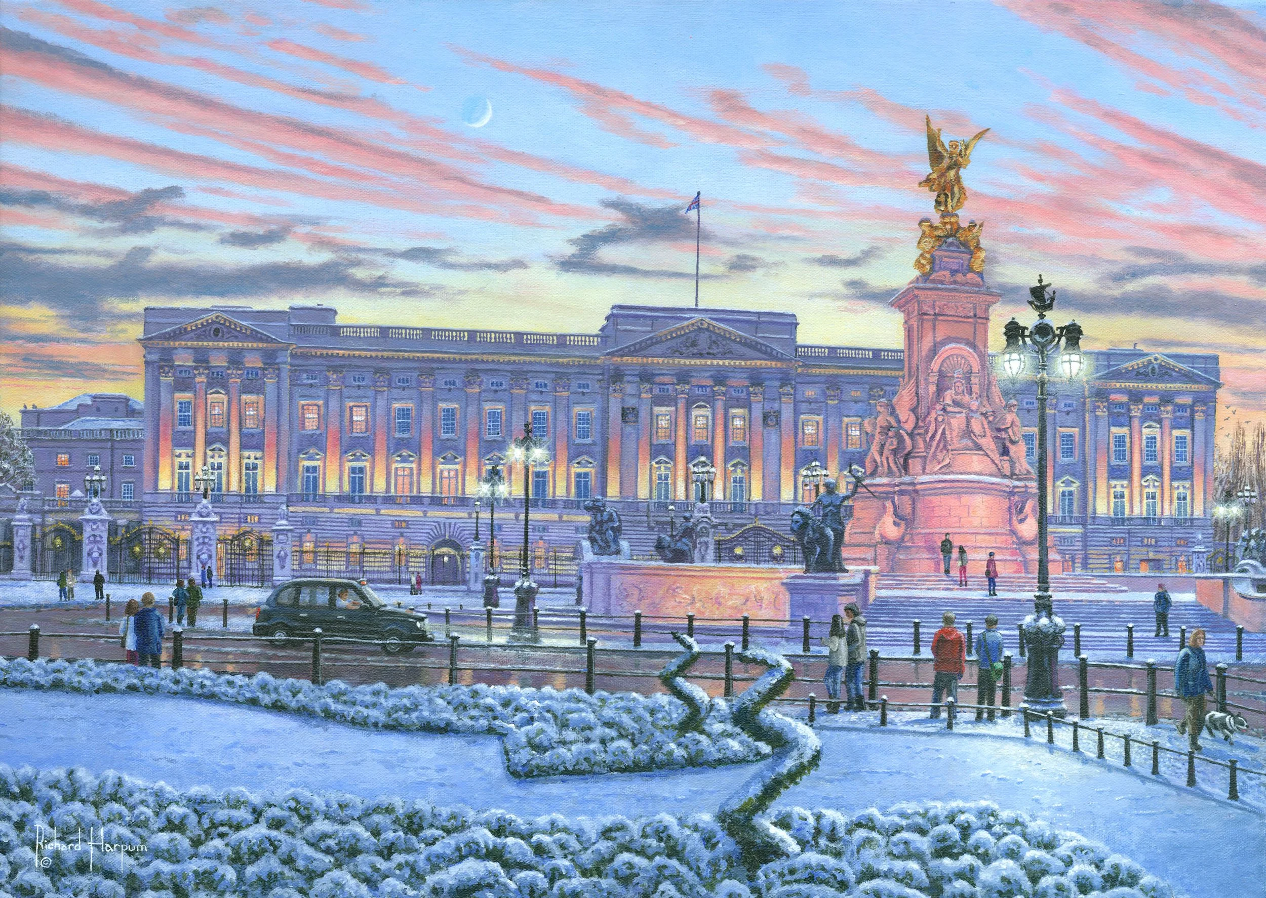 Winter Lights, Buckingham Palace, London; 59cm x 42cm; acrylic on canvas