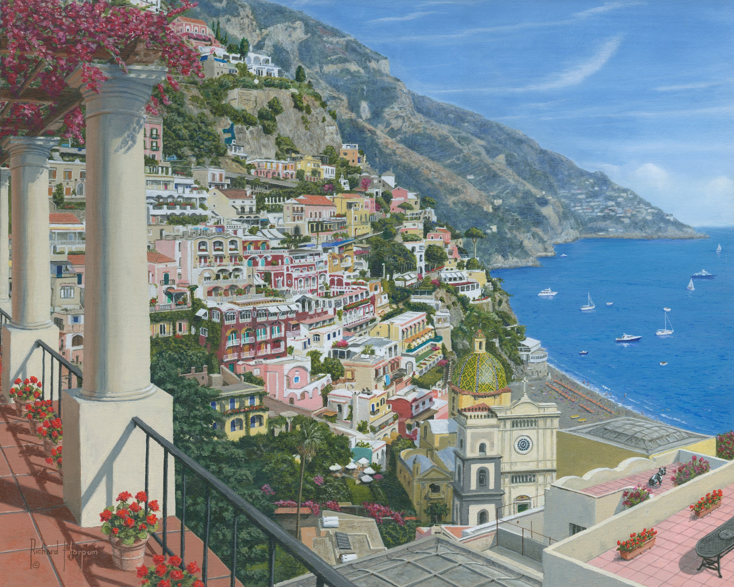 Positano Vista, Amalfi Coast, Italy; 20" x 16"; acrylic on canvas
