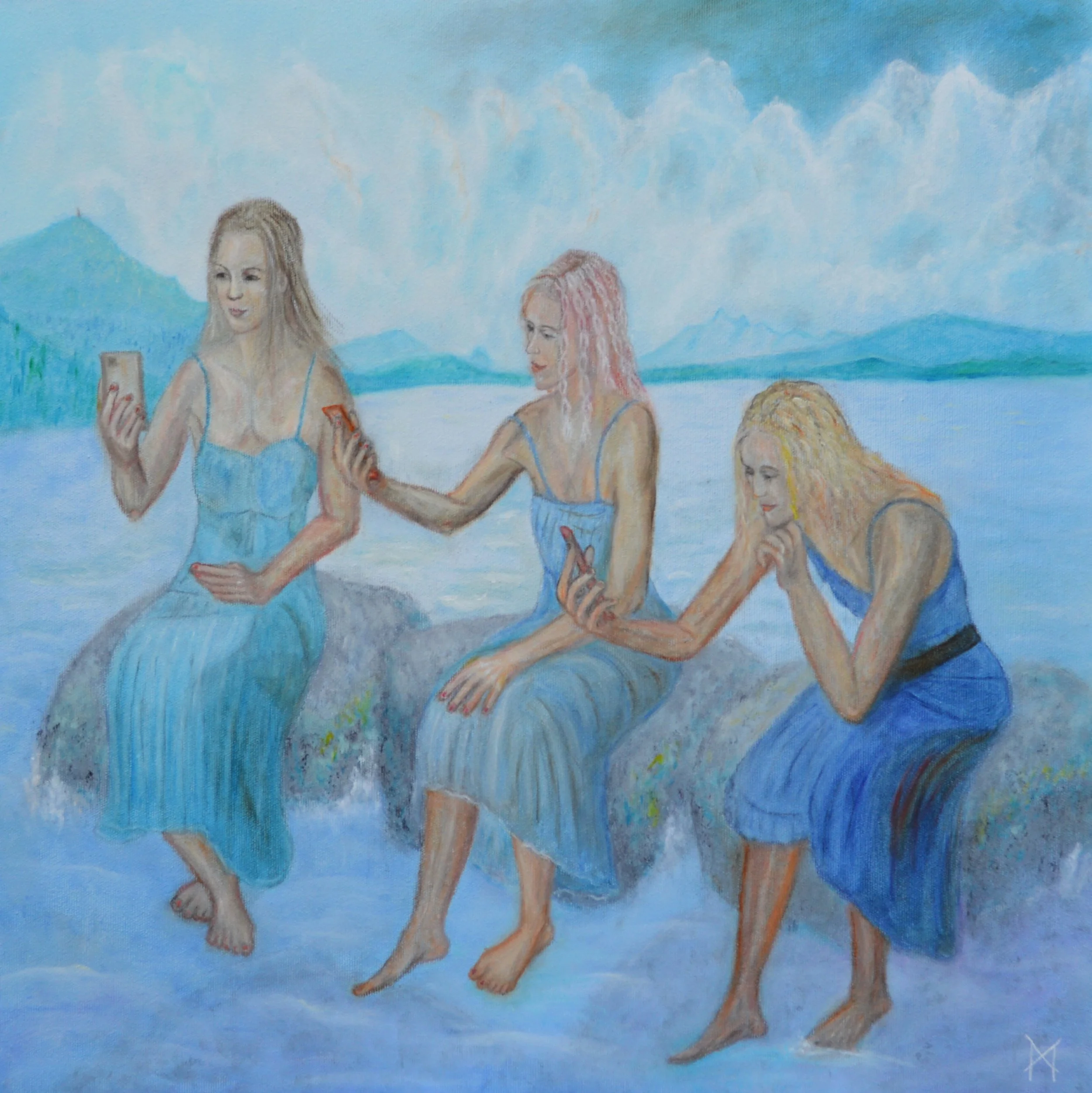 Three Graces on the Lake Zug, 2023, oil on canvas, 60 cm x 60 cm