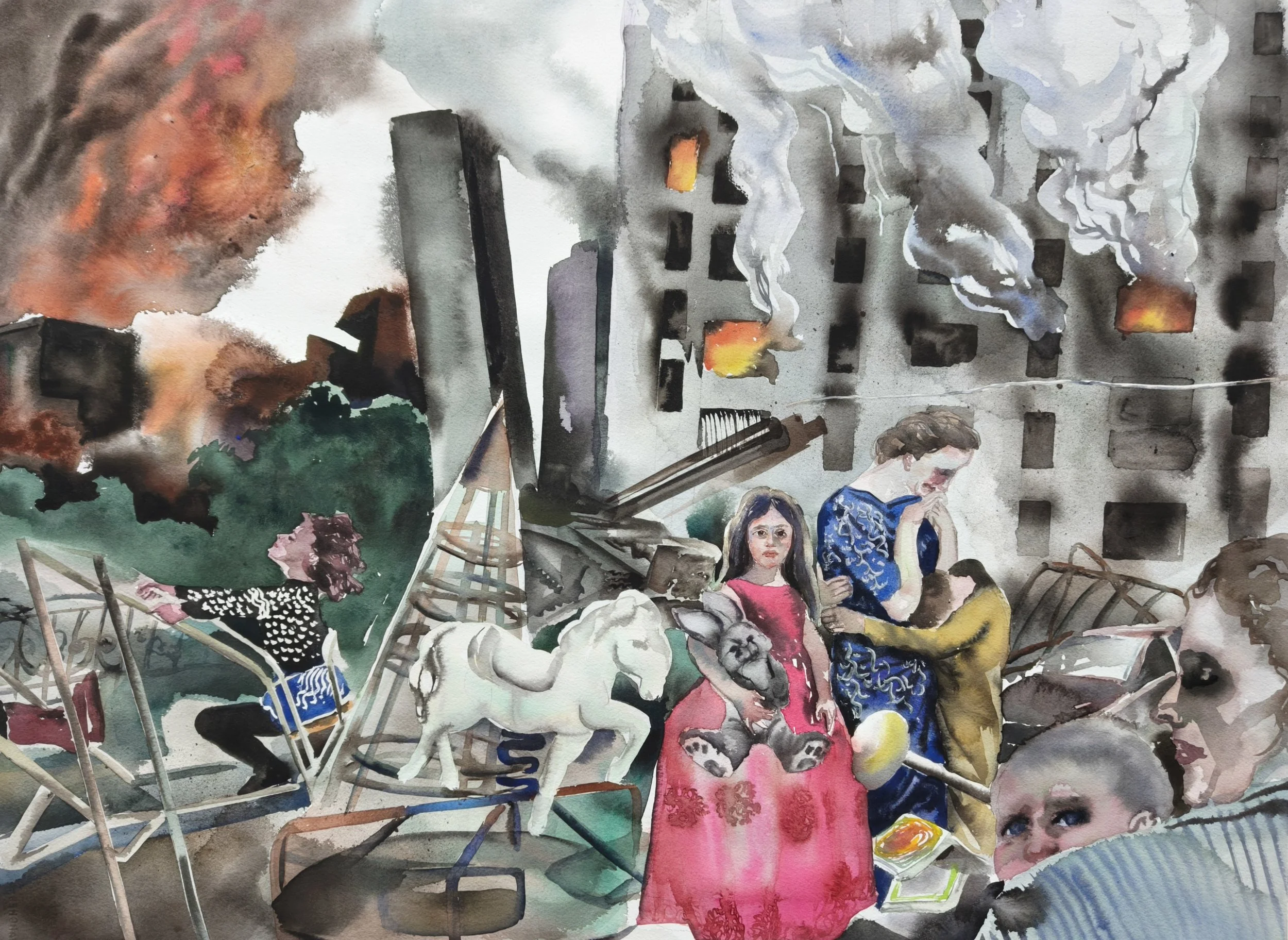 Childhood Embers in Donbas, Watercolor on Paper, 55 × 65cm , 2025.jpg