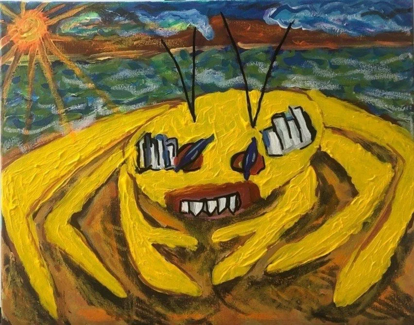 Eugenics meets natural selection, 2022. Mixed media on canvas, 40 x 50 cm.