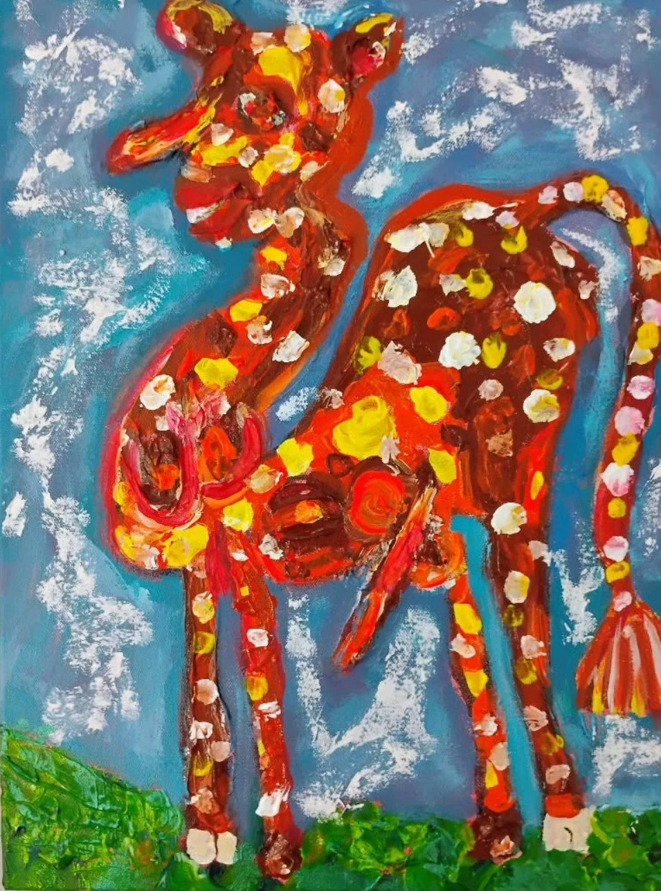 Trans giraffe, 2025. Mixed media on canvas, 40 x 30 cm.