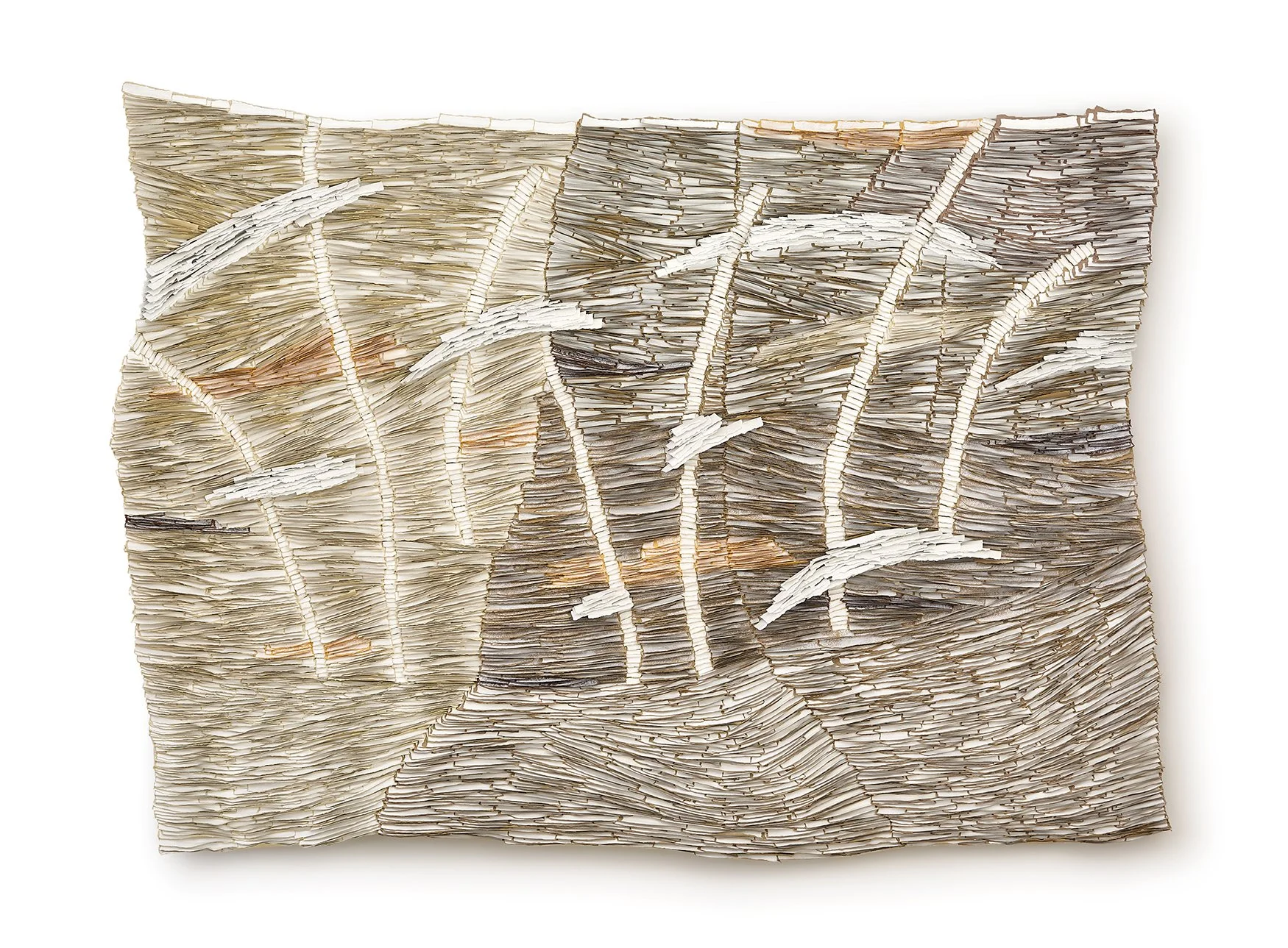 Earth Skins no.3, Earth Skins series, hand-torn paper, konjac, acrylic, H118 x W154 X D7cm Photography Sigal Kolton