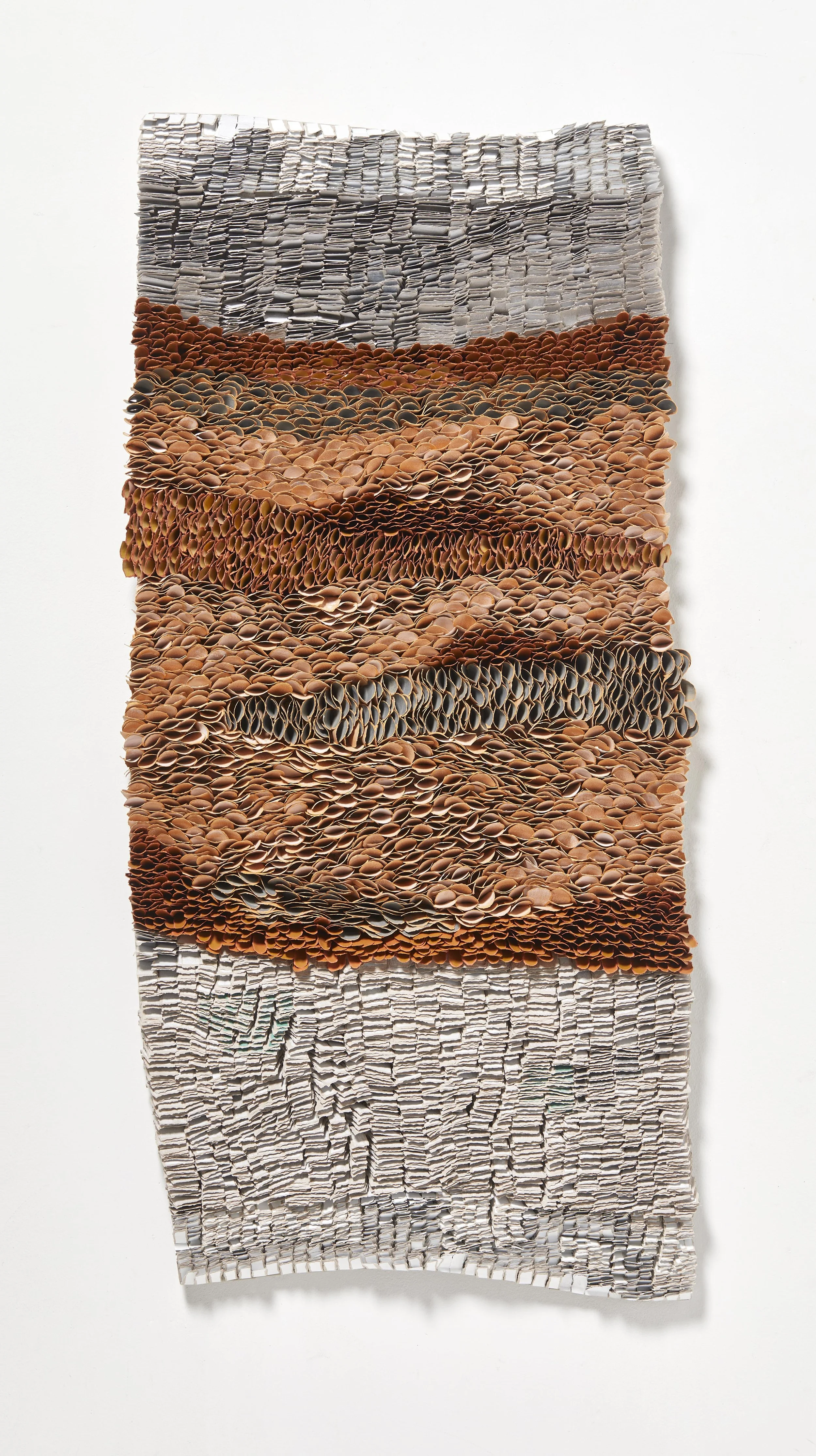 Eucalyptus Bark no.1 2021 , Hand-torn paper, konjac glue, acrylic, H160 x W90 XD10cm , photographer Sigal Kolton