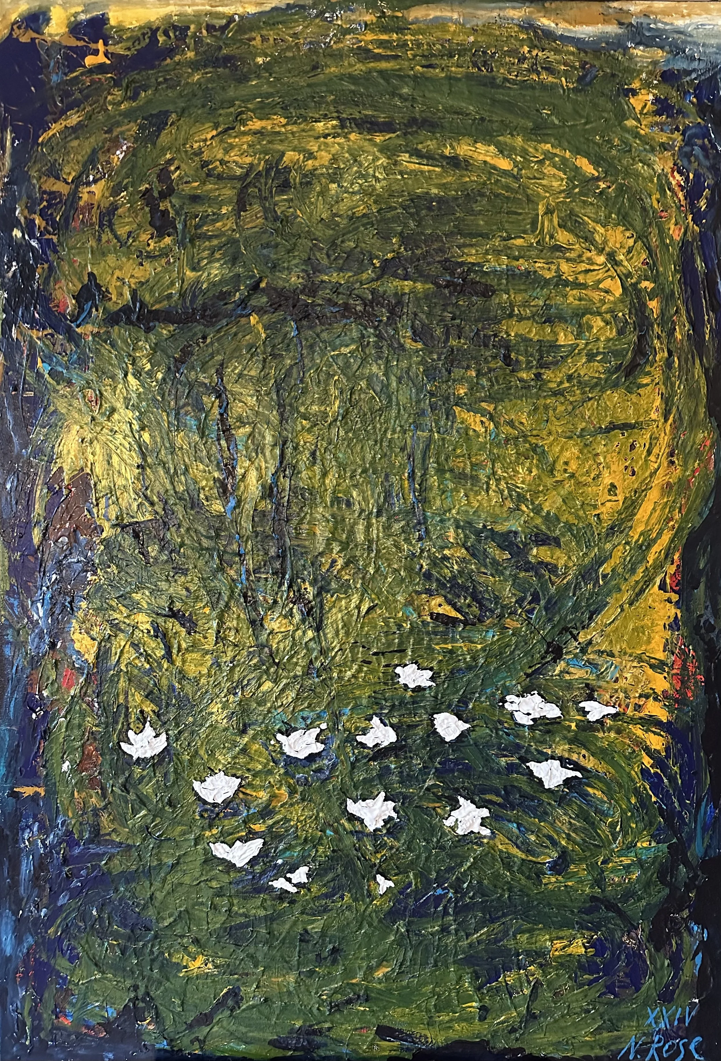 Quiet backwater, 2024 Acrylic on linem 130x90 cm