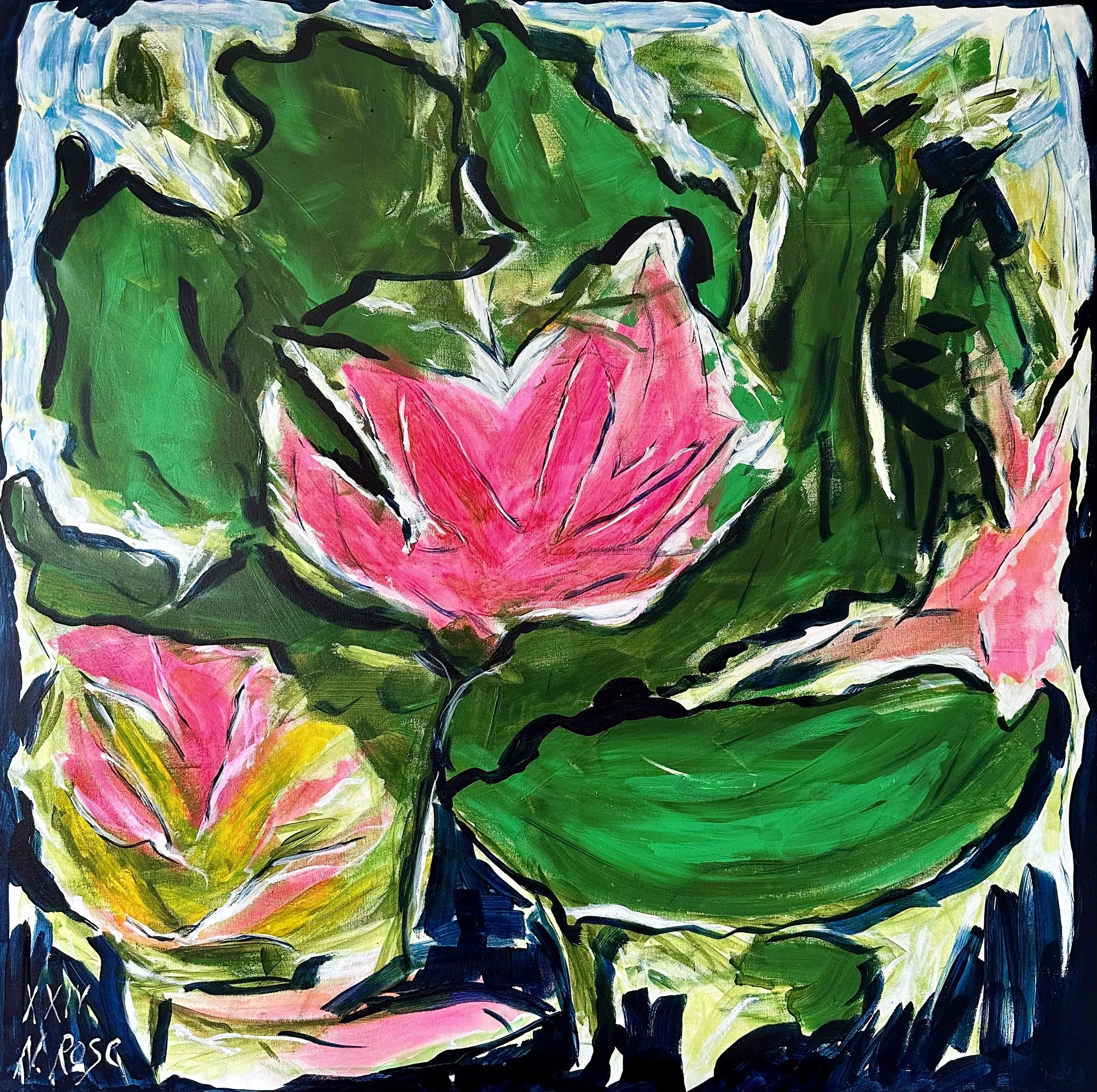 Pique-nique au vert, 2024 Acrylic on canvas, 100x100 cm