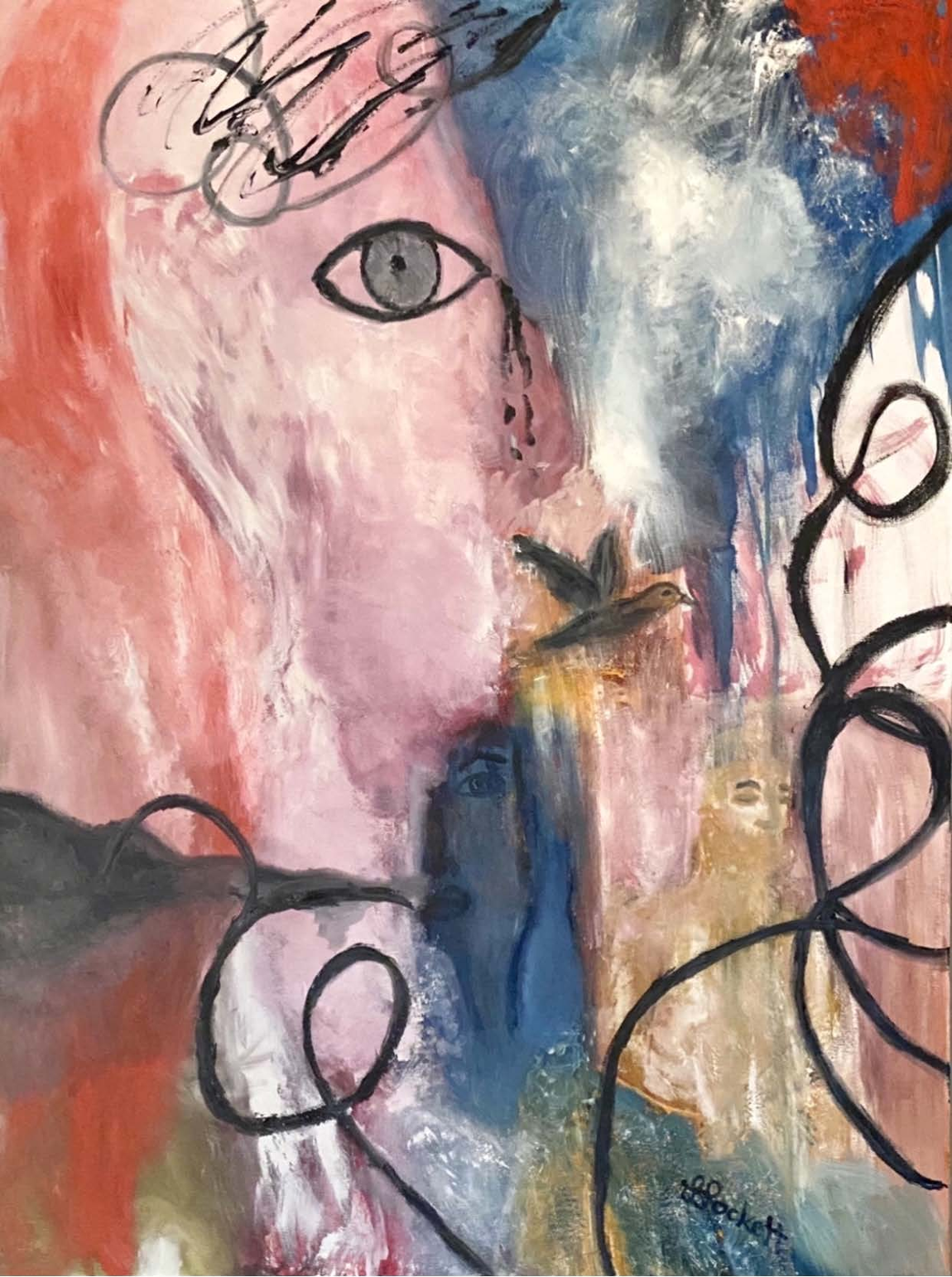 The Convergence of Desperation and Hope, 2022, Oil on canvas, 121.92 x 91.44 cm