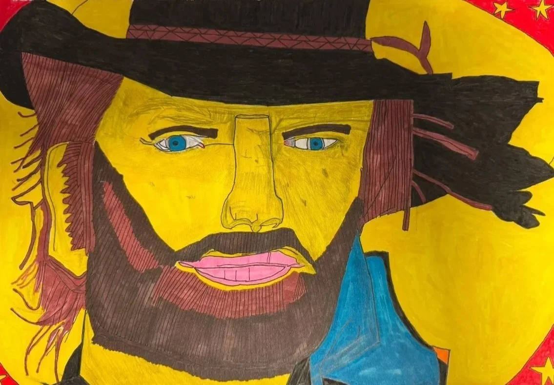 (Cowboy of the Wild west) 30 x 21 cm | Graphic markers on A3 sketchbook paper  | landscape