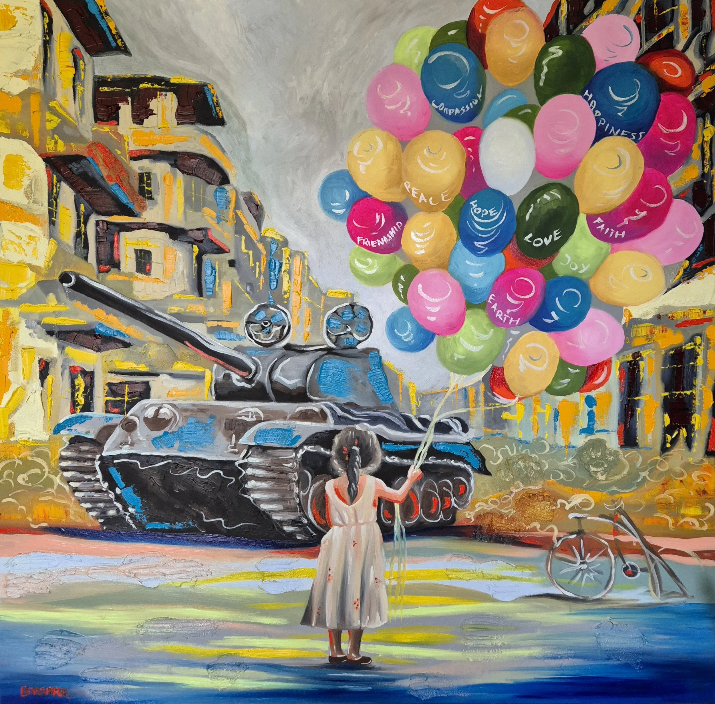 Where is the hope? Oil on canvas, 2025, 100 x 100 cm