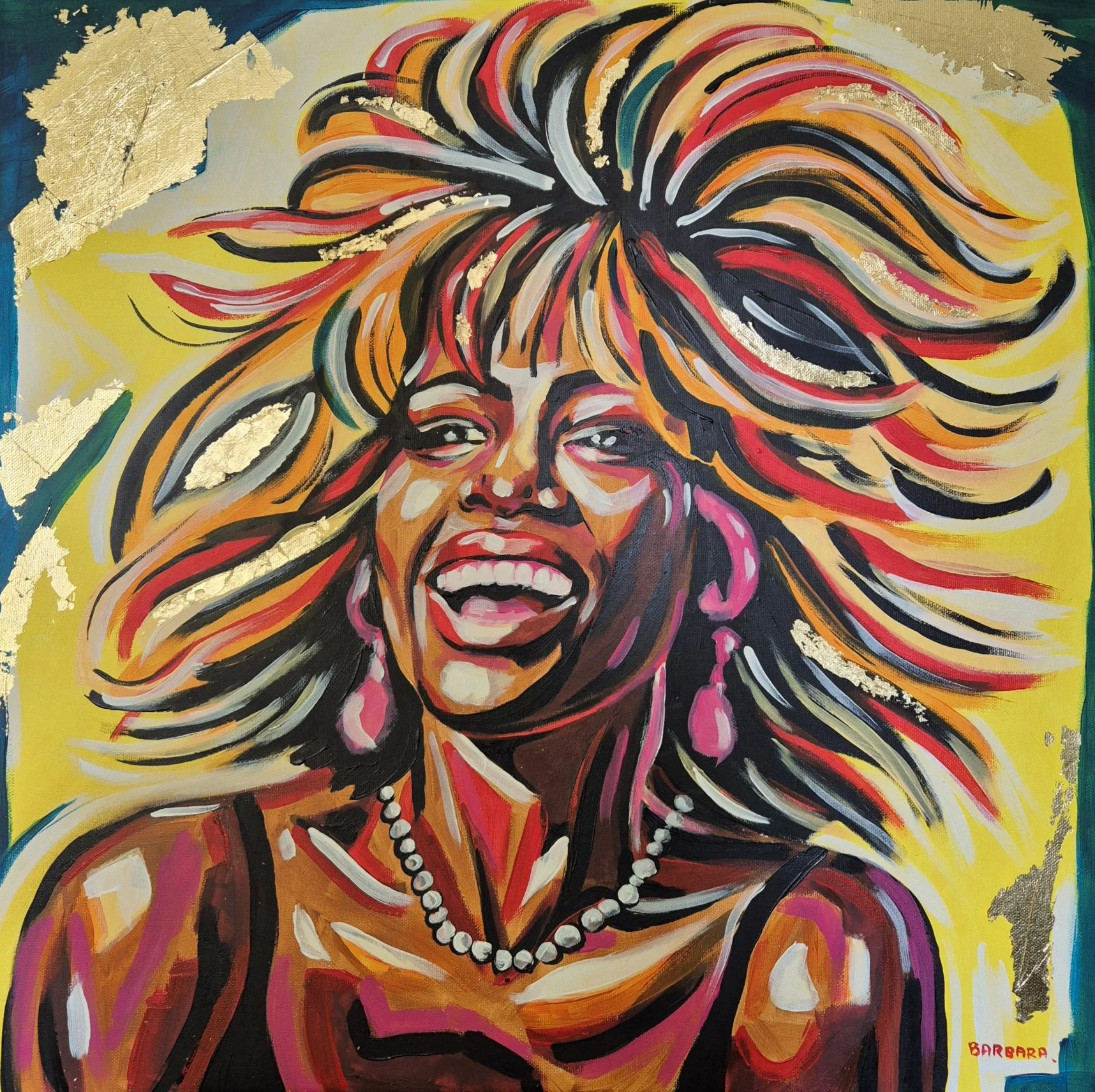 Tina Turner, acrylic on canvas, 2025, 61 x 61 cm