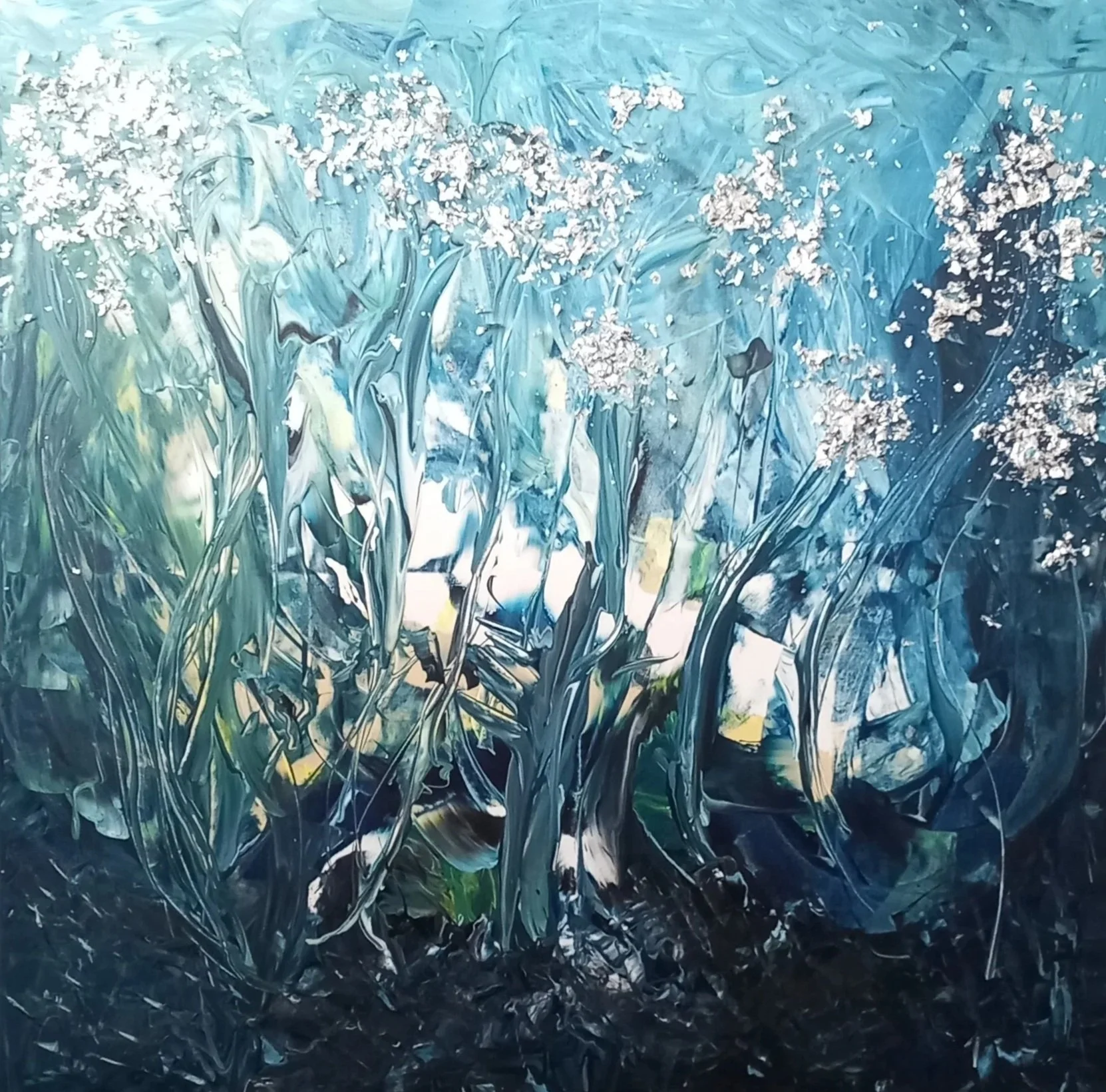 Under the Sea,2024,100*100 mixed media on canvas