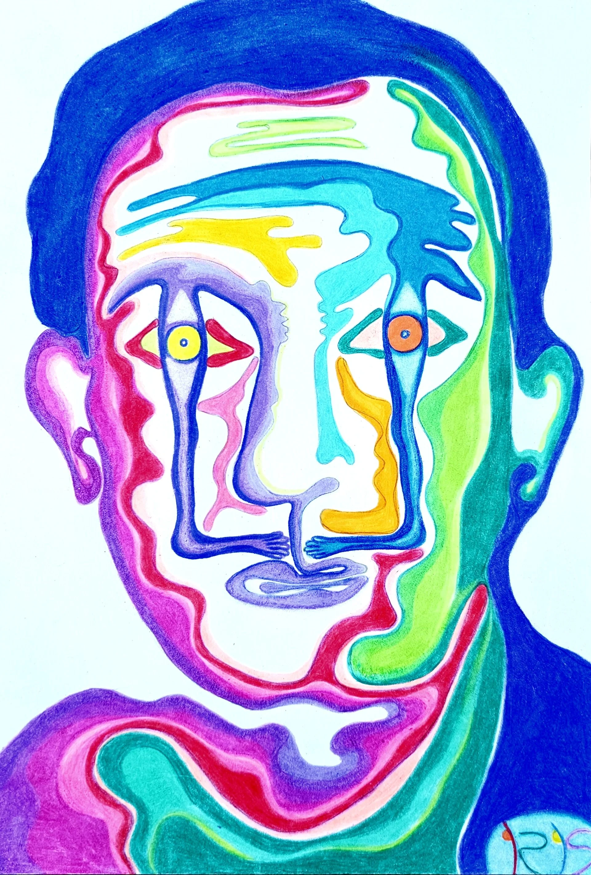 SALVADOR DALI, 2024, color pencils on paper, 29.7x21cm