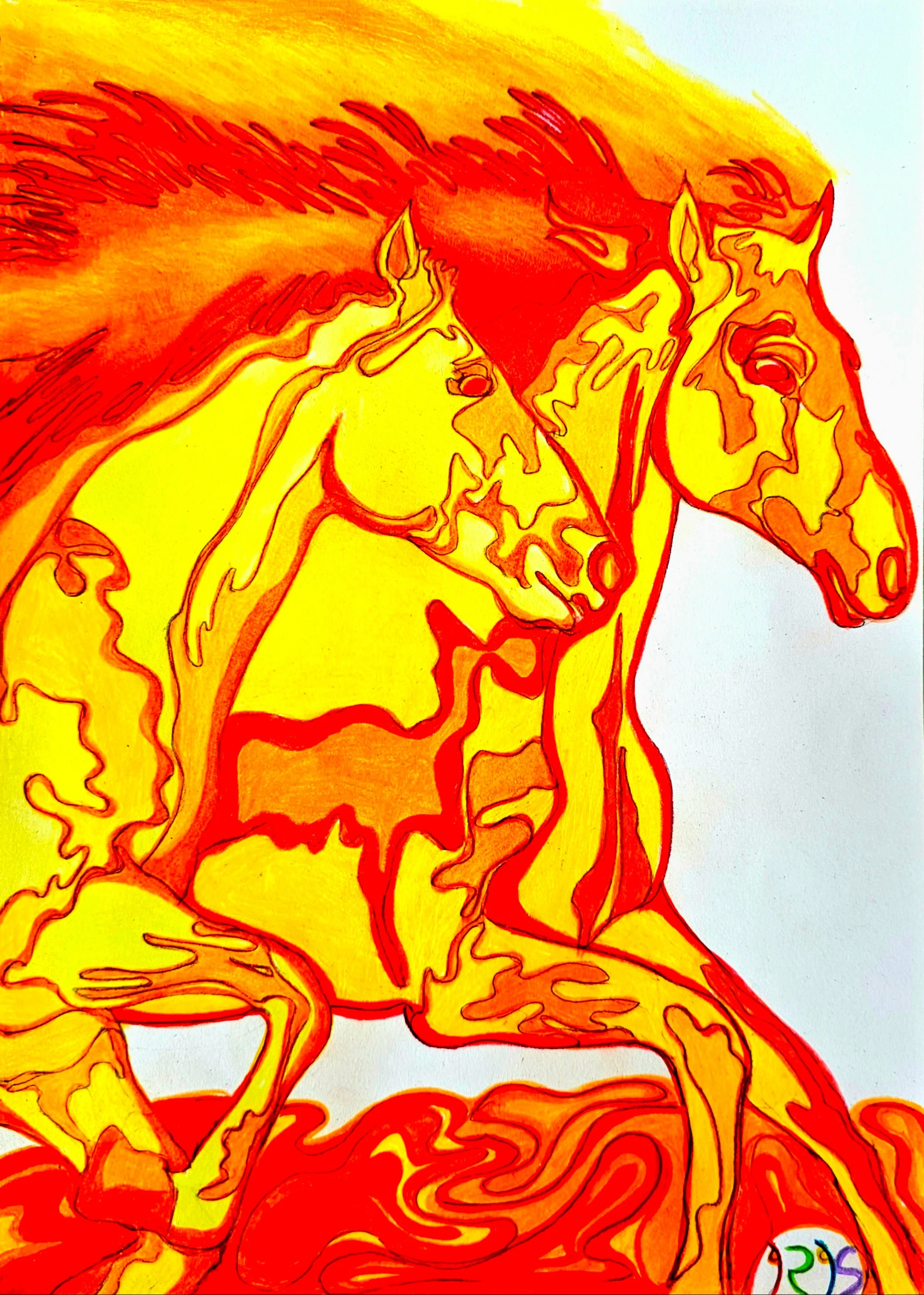 The Gallop of Hope, Passion and Freedom, 2024, color pencils on paper, 29.7x21cm
