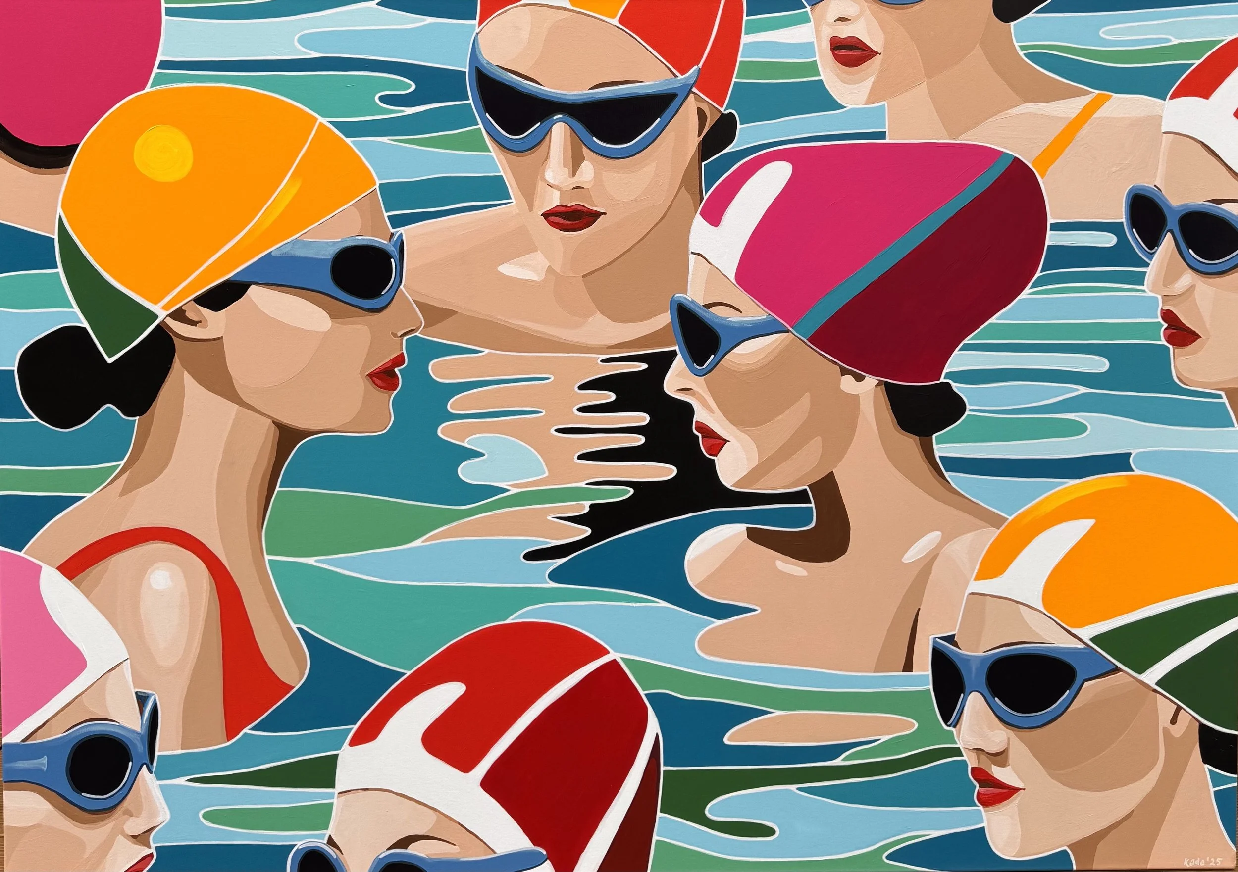 Gossip Girls in retreat, 2025. Acrylic on canvas, 100 x 140 cm