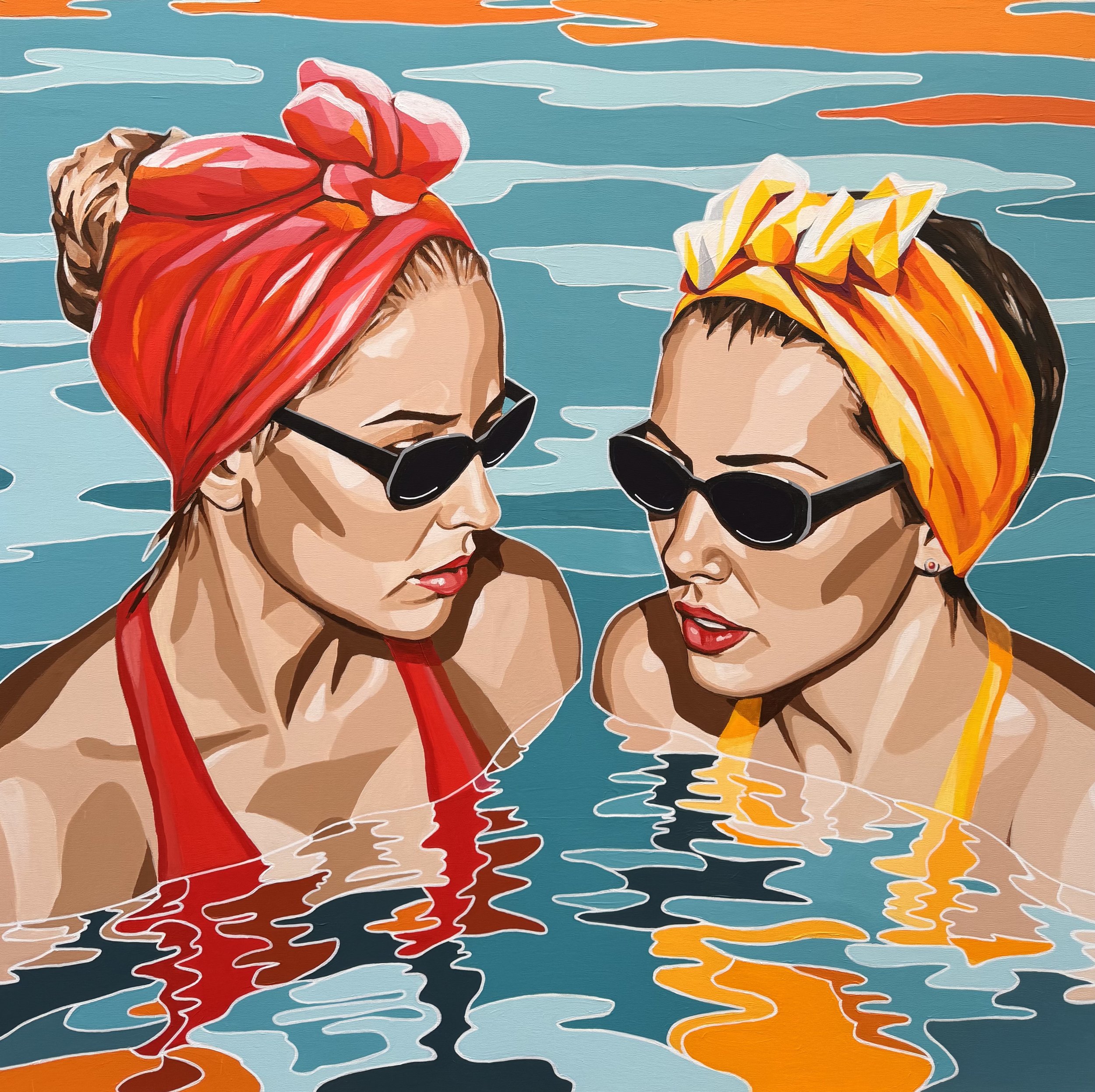 Sipping Sangria in Marbella, 2025. Acrylic on canvas, 100 x 100 cm